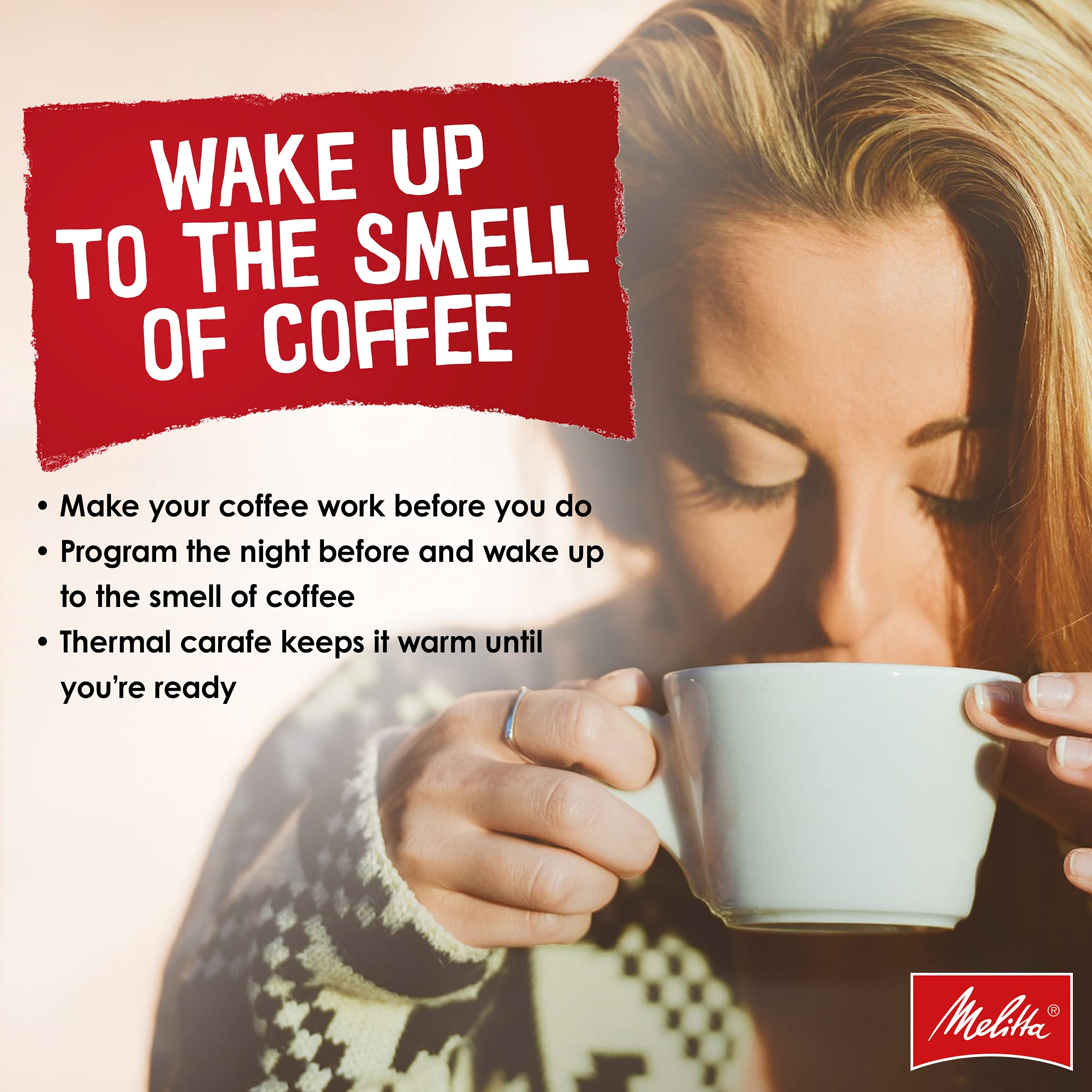 Melitta Aroma Enhance Drip Coffee Maker, With Glass Carafe, 10 Cups Capacity, White