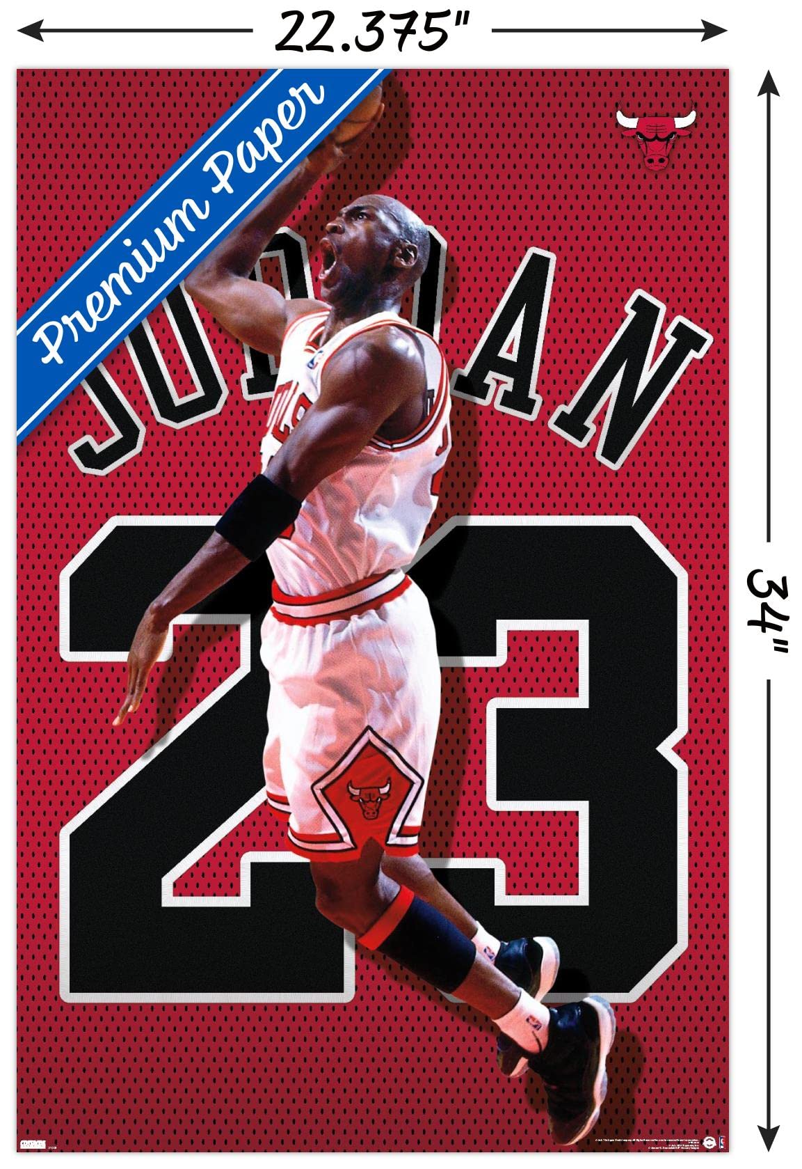 Trends International Michael Jordan Jersey Wall Poster, 22.375" x 34", Premium Unframed Version, Model POD21928