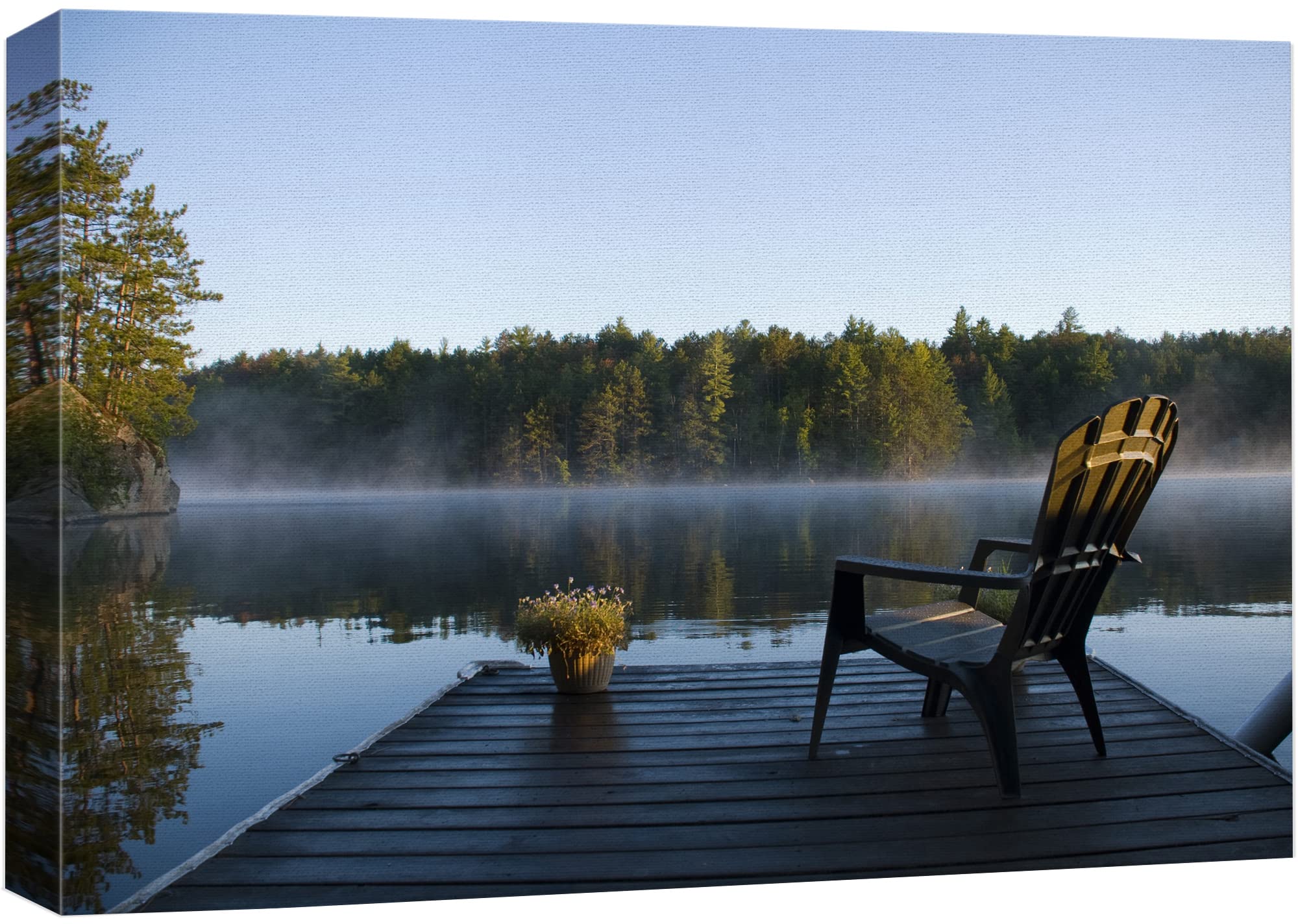 Wall26 Canvas Print Wall Art View Of The Lake At Dawn Nature Wilderness Photography Realism Rustic Scenic Relax/Calm Multicolor