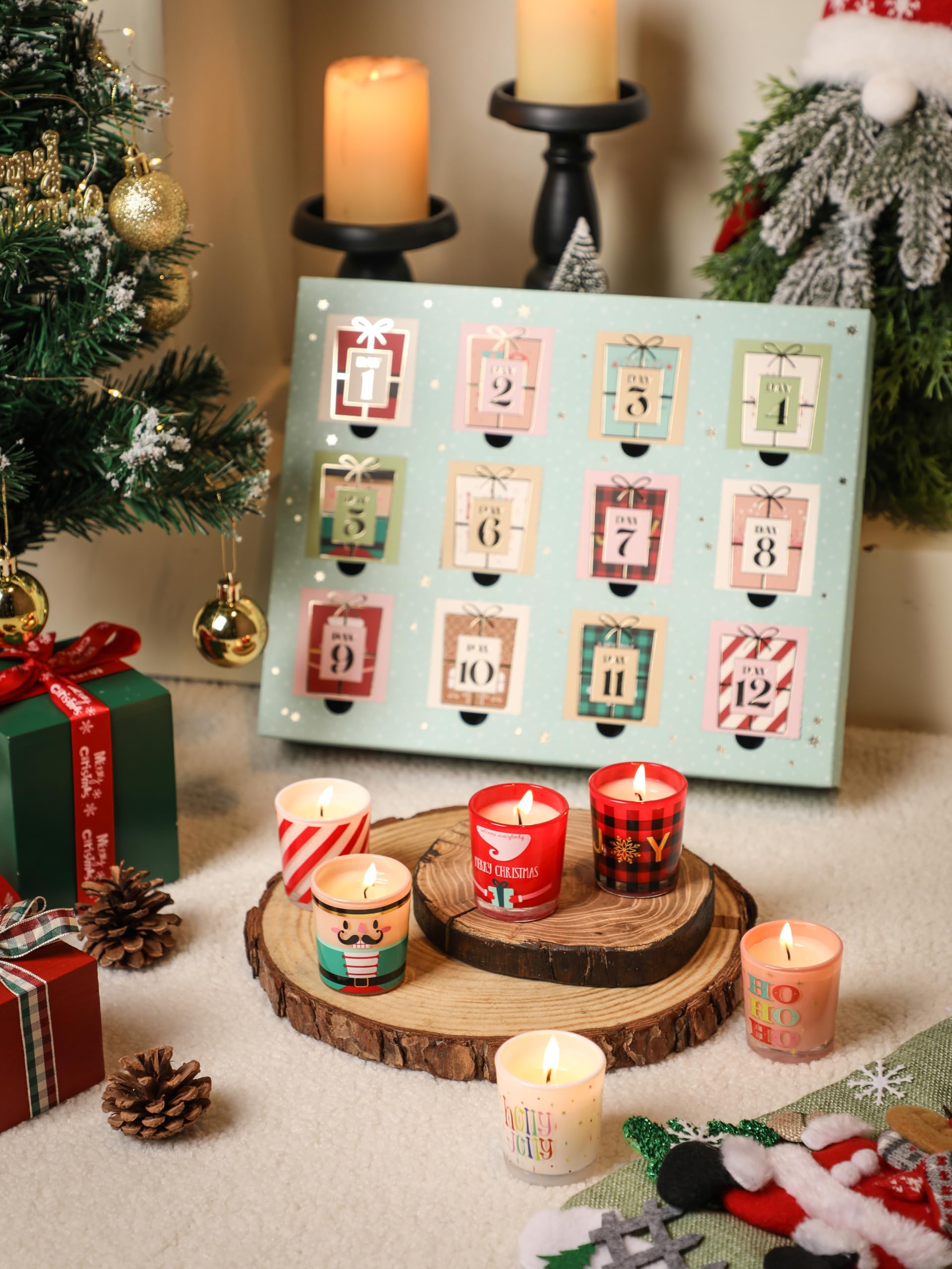 12 Days Christmas Scented Candles Gift Set for Women Advent Calendar Candle Gift 12PCS 1 oz Soy Wax Candles Christmas Birthday G