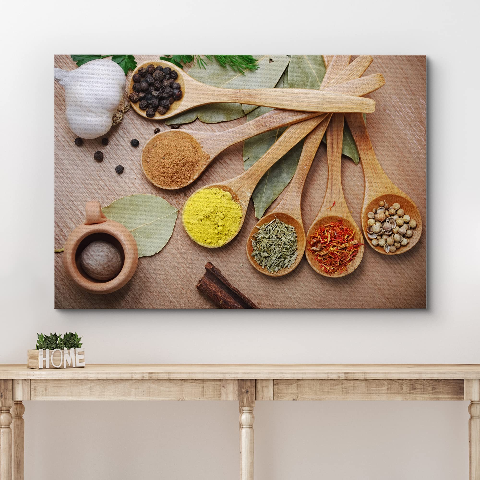 Canvas Prints Wall Art - Still Life Various Of Spices In Wooden Spoon Food/Kitchen Concept | Modern Wall Decor/Home Decoration S