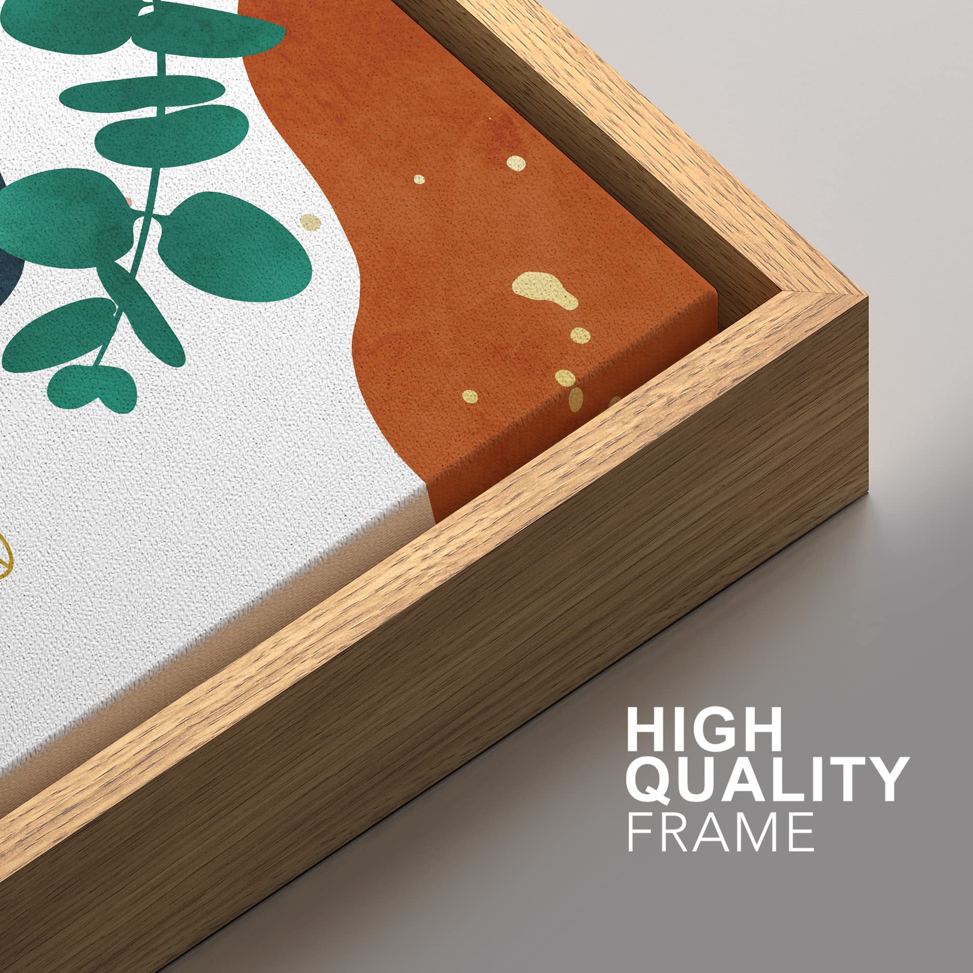 Signford Framed Canvas Print Wall Art Set Mid-Century Nordic Geometric Zen Plants Abstract Shapes Illustrations Modern Art Decor