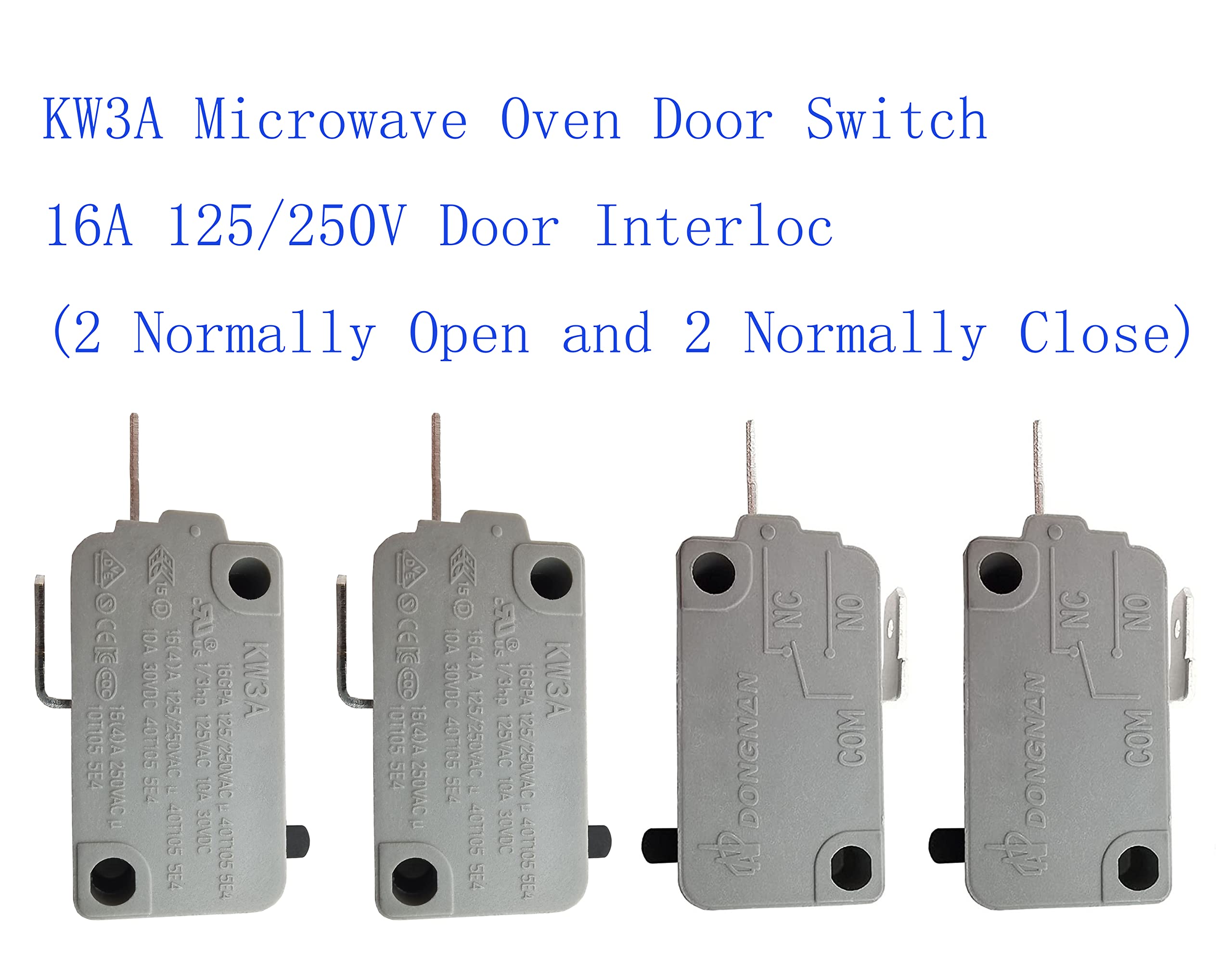 Kw3A Microwave Oven Door Switch 16A 125/250V Door Interloc (2 Normally Open And 2 Normally Close)