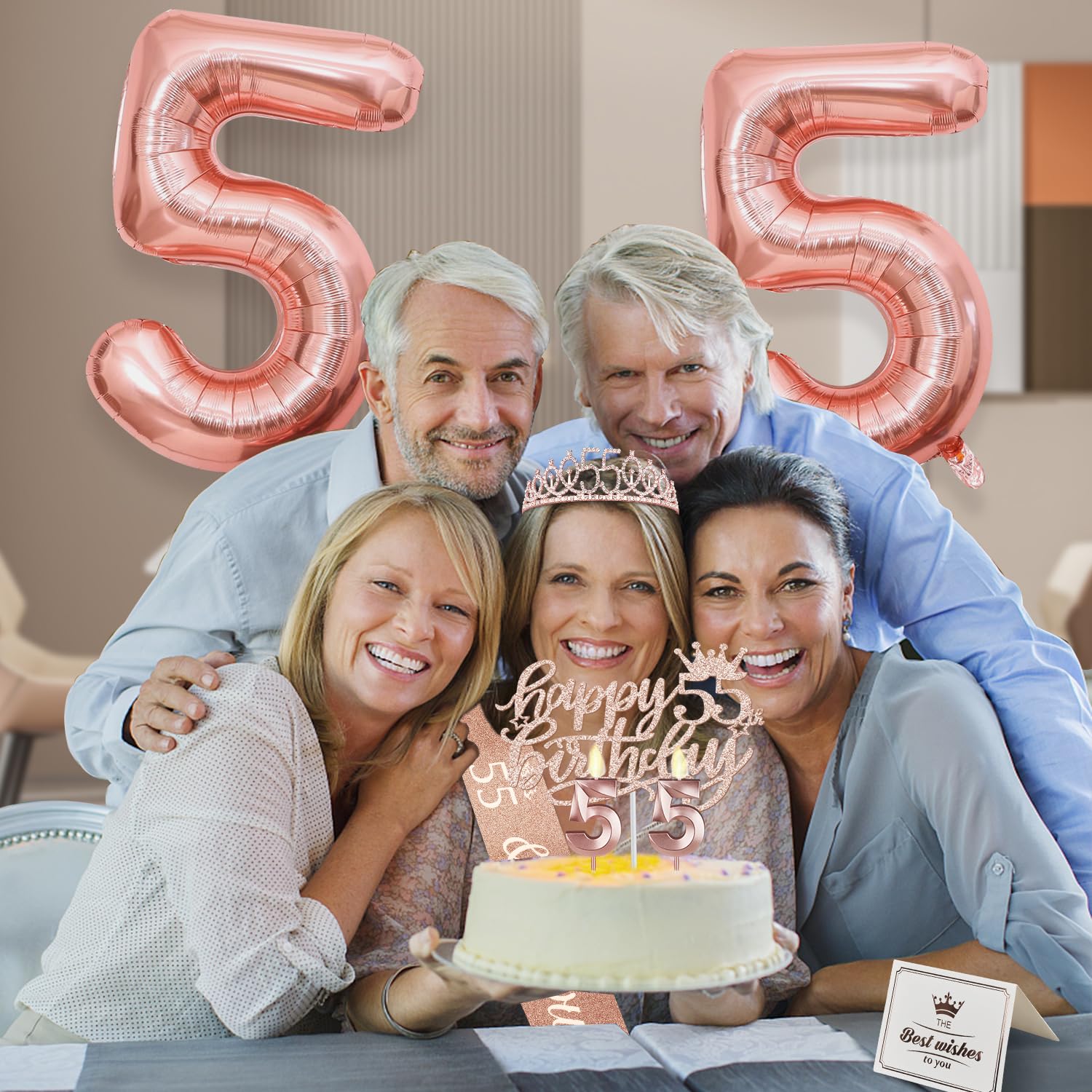 55 Birthday Decorations For Women Including 55Th Birthday Sash, 55 Birthday Tiara, Birthday Candles And Cake Topper, Number 55 B