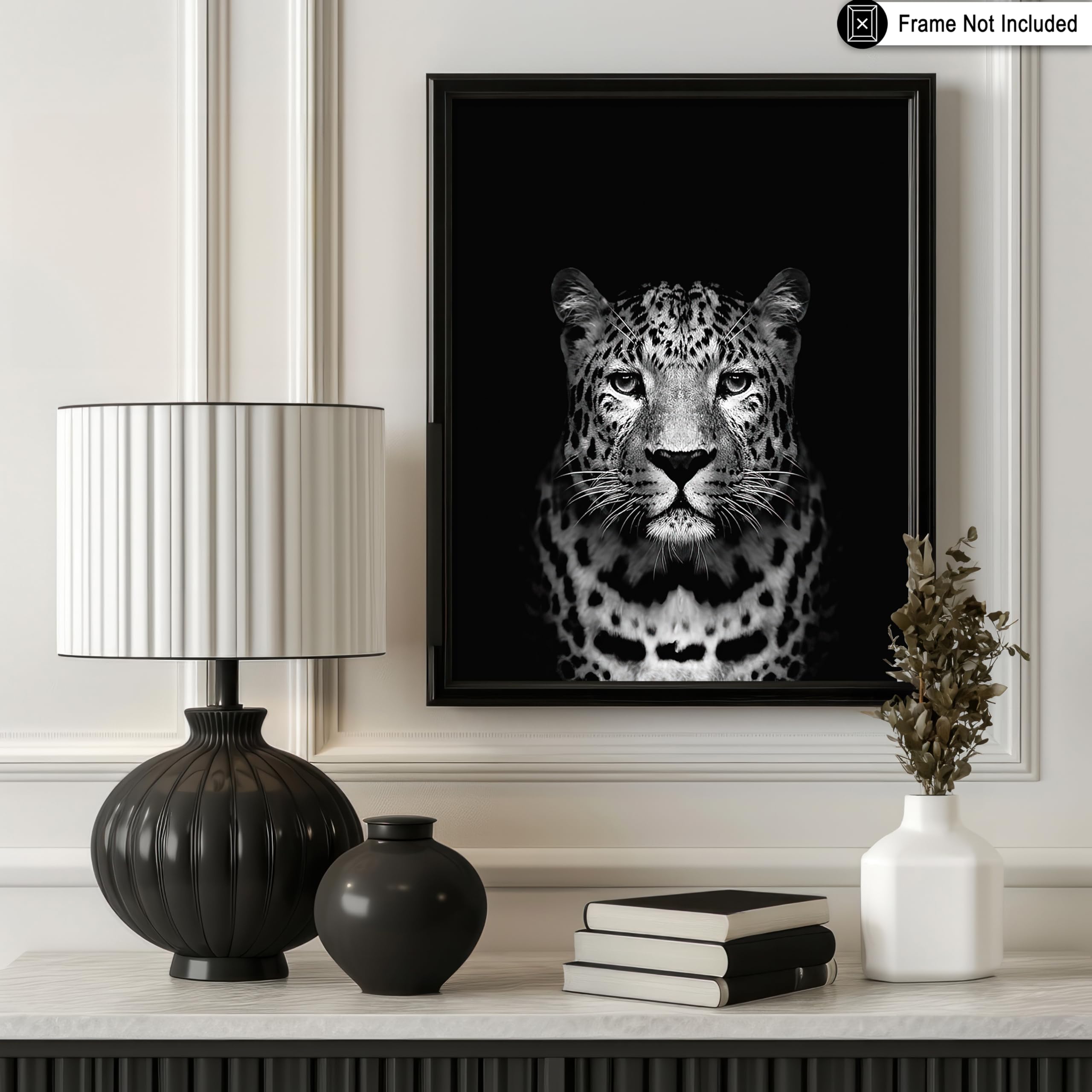 Poster Master Vintage Photograph Poster - Retro Animal Print - Leopard, Minimalist, Fierce, Black & White, Simple - 16x20 UNFRAM
