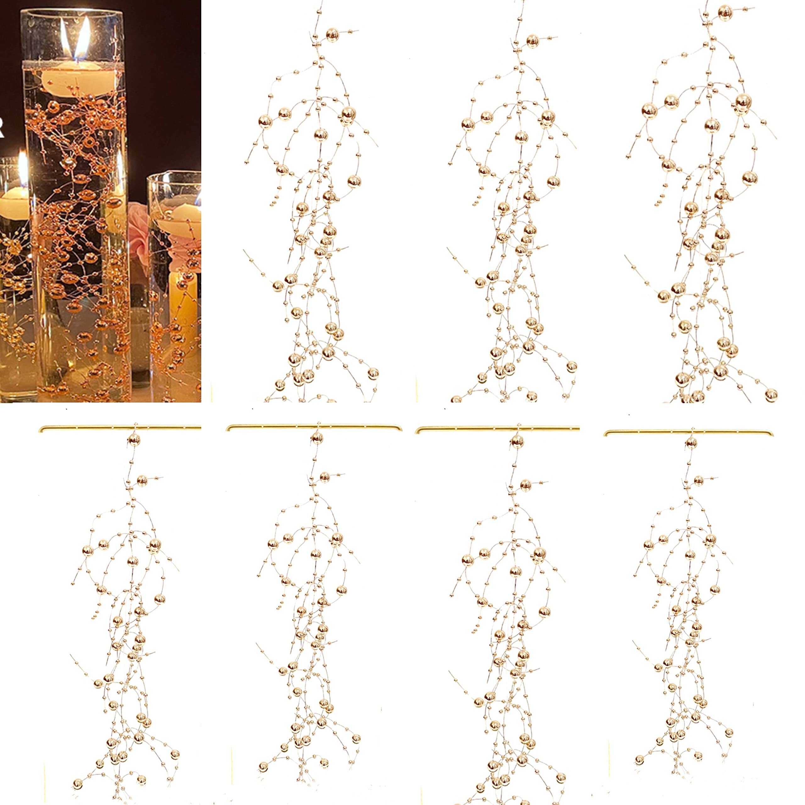 TeaSu 12pcs Pearl String  for Wedding Centerpiece  Vase Filler and Decor for Floating Candles