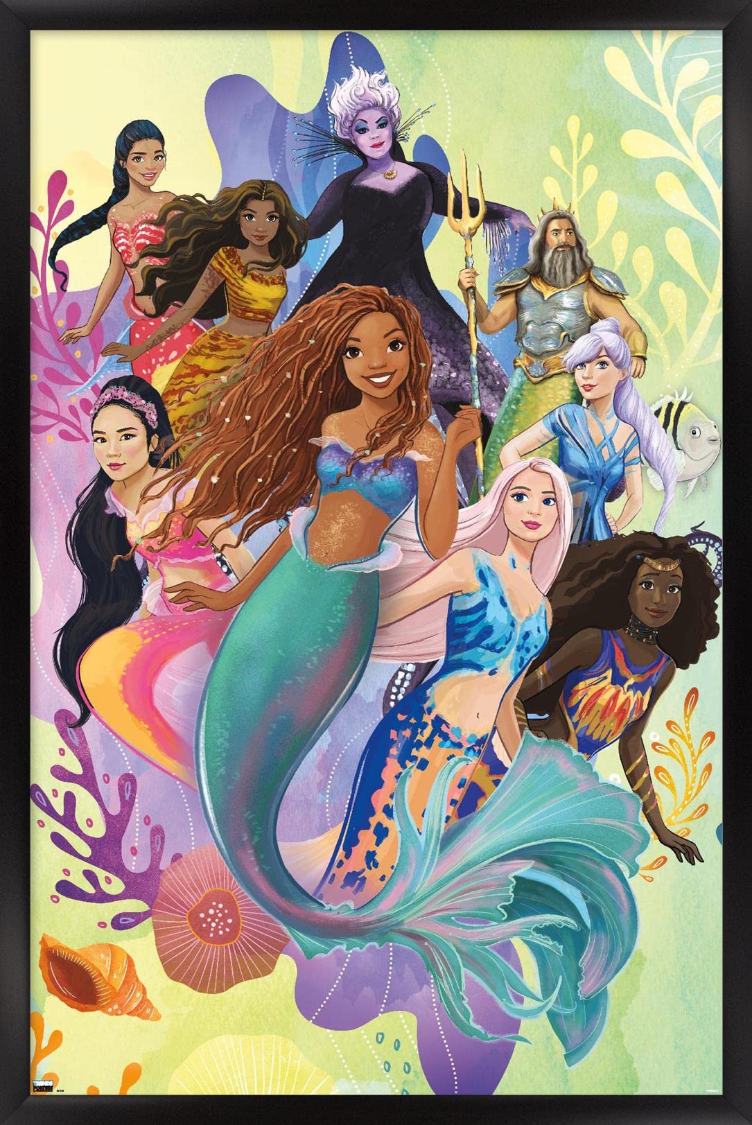 Trends International Disney Little Mermaid - Group Wall Poster, 14.72'' X 22.37'', Black Framed Version