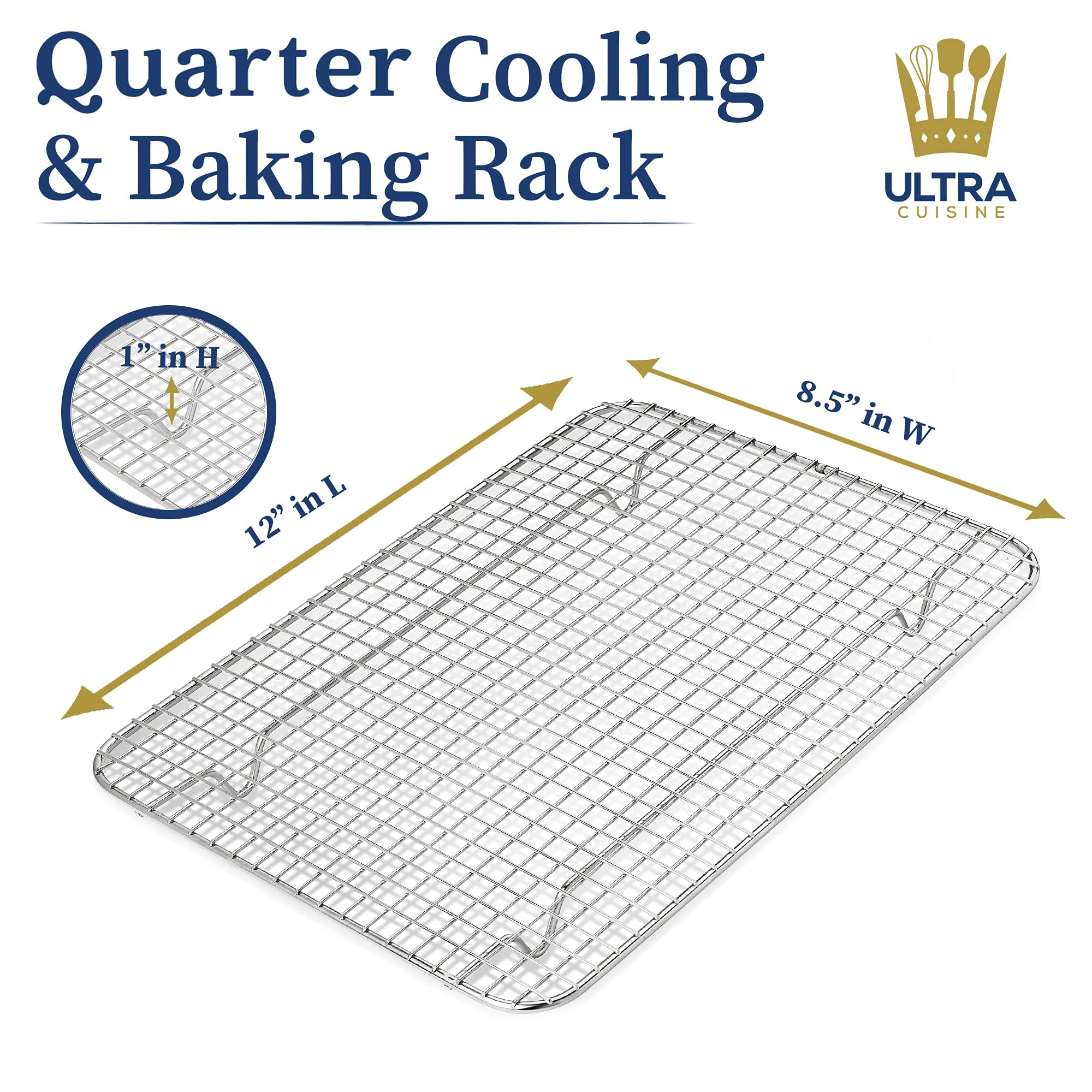Oven-Safe, Dishwasher-Safe 100% Stainless Steel Cooling And Baking Rack Set - Tight-Wire Racks For Oven Cooking - Food-Safe, Hea