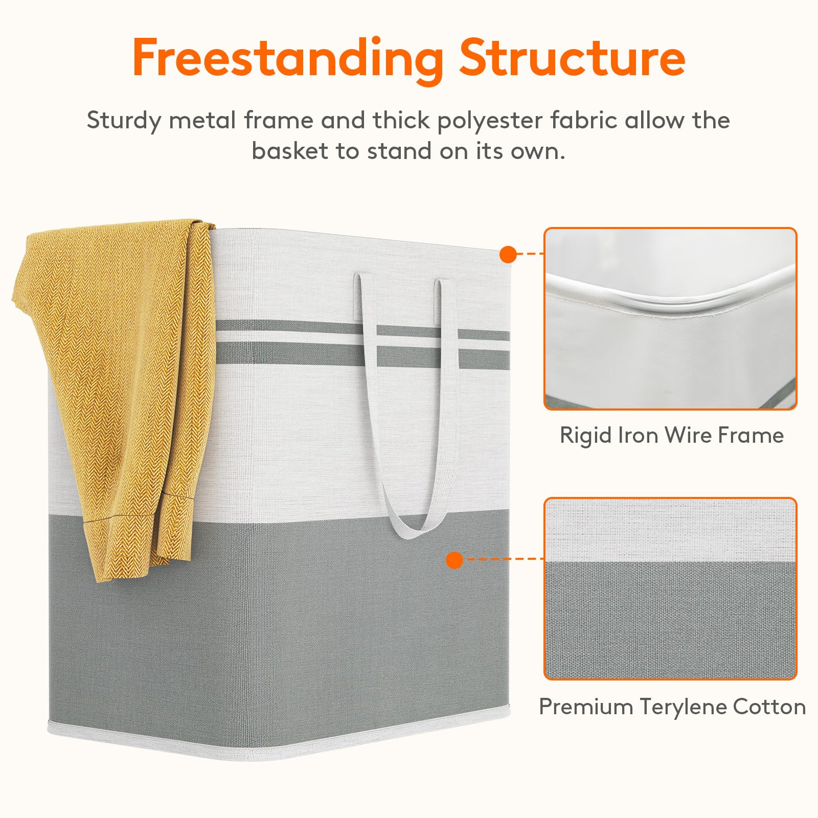 Lifewit 2 Pack 60L Large Freestanding Laundry Hamper, Collapsible Laundry Basket With Easy Carry Handles, Waterproof Tall Clothe