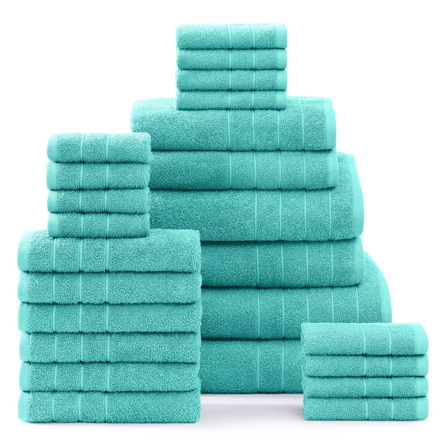 Casa Platino 24 Piece 100% Cotton Towels Set, 2 Bath Sheets, 2 Large Bath Towels (30'' X 60''), 2 Gym Towels (24'' X 48''), 6 Ha