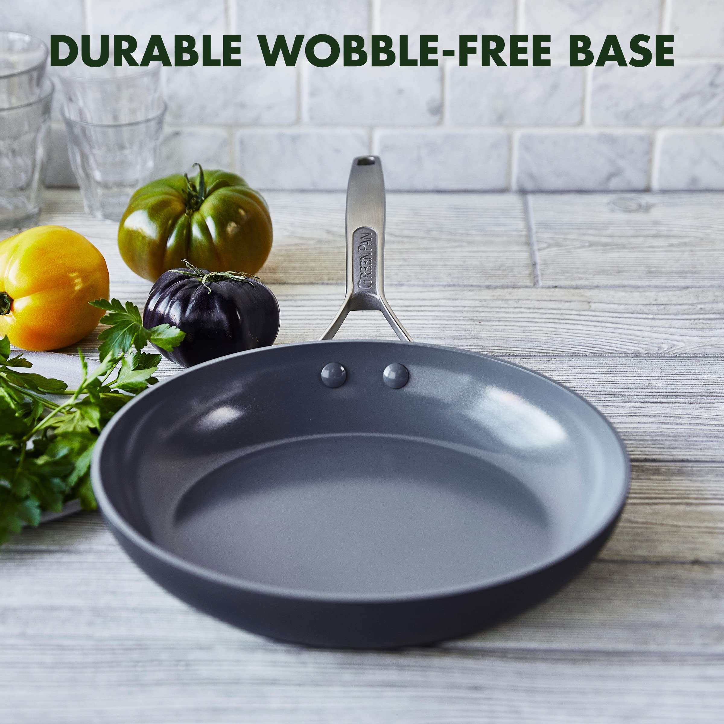 GreenPan Paris Pro Hard Anodized Healthy Ceramic Nonstick  10'' Frying Pan Skillet  PFAS-Free  Dishwasher Safe  Grey