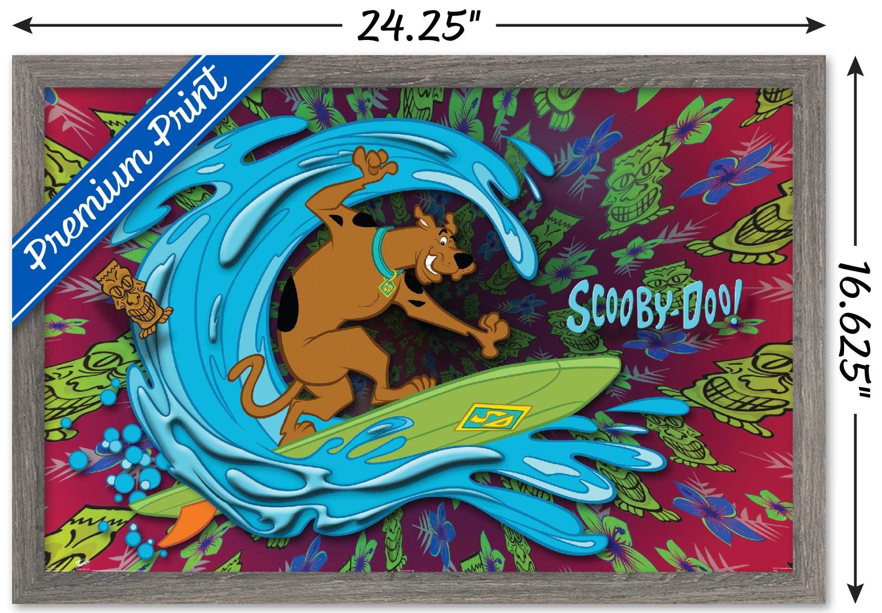 Trends International Scooby-Doo - Surf Wall Poster, 14.725'' X 22.375'', Barnwood Framed Version