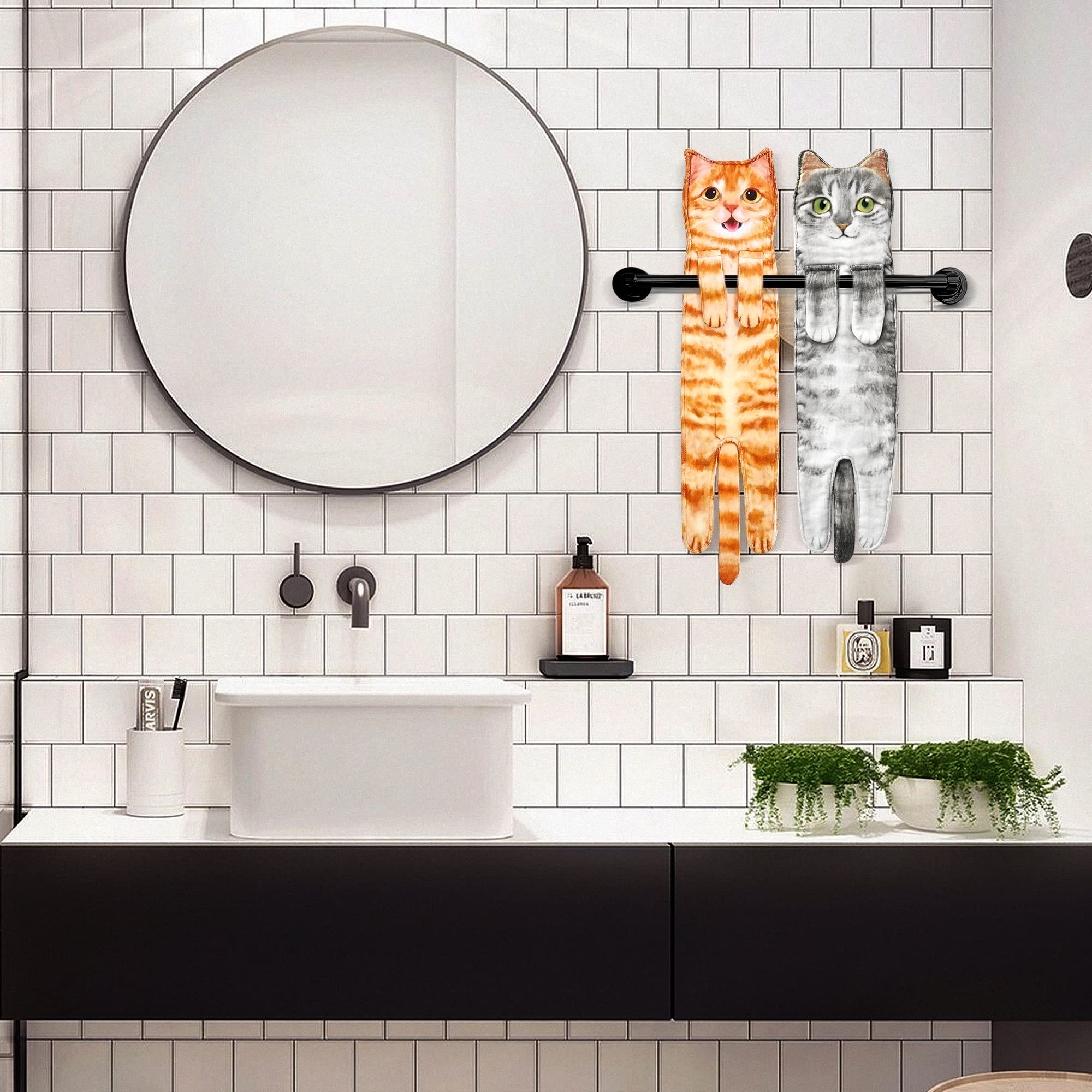 Daisyjoy Cat Funny Hand Towels For Bathroom Kitchen - Cute Decorative Cat Decor Hanging Face Towels Super-Unique Mothers Day Val