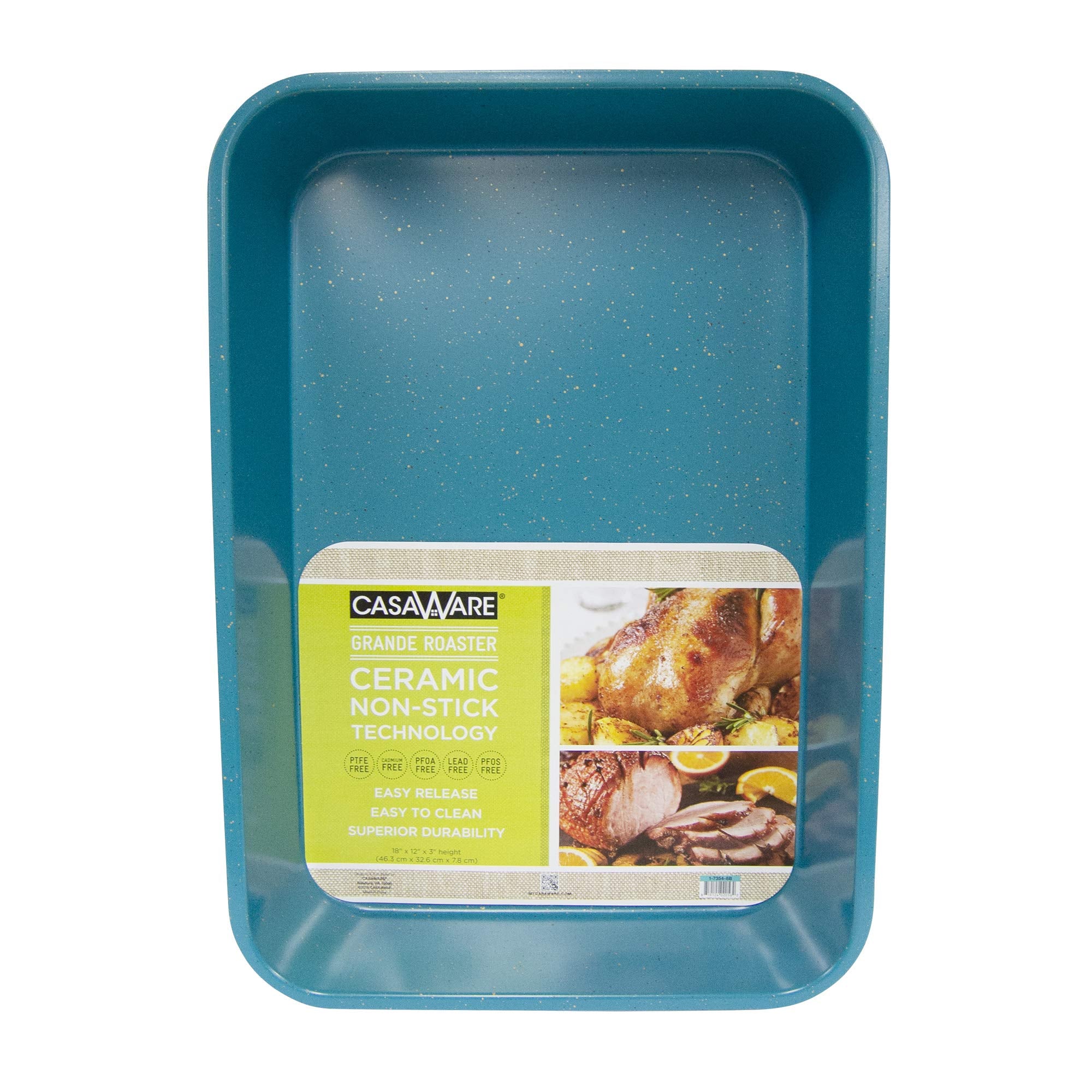 Casaware Grande Lasagna/Roaster Pan 18 X 12 X 3-Inch - Extra Large, Ceramic Coated Nonstick (Blue Granite)