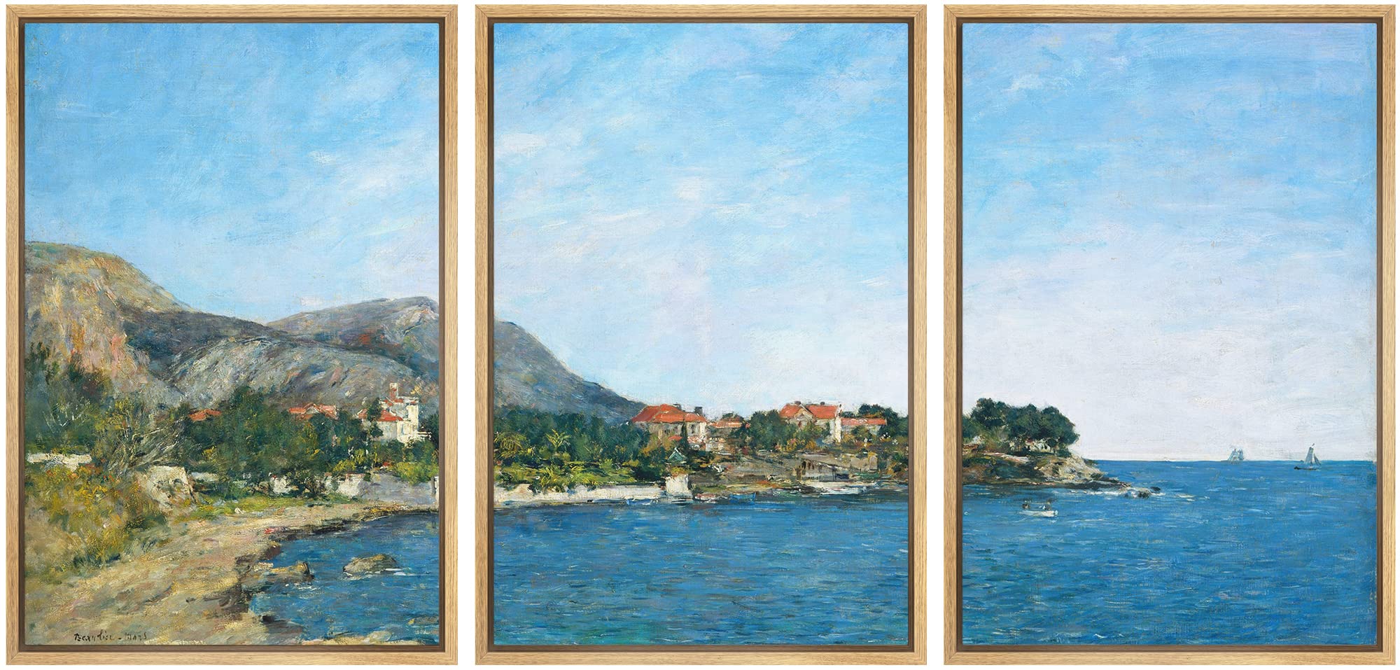 Wall26 Framed Canvas Print Wall Art Set The Bay Of Fourmis By Eugene Boudin Cultural Historic Oil Painting Fine Art Reproduction