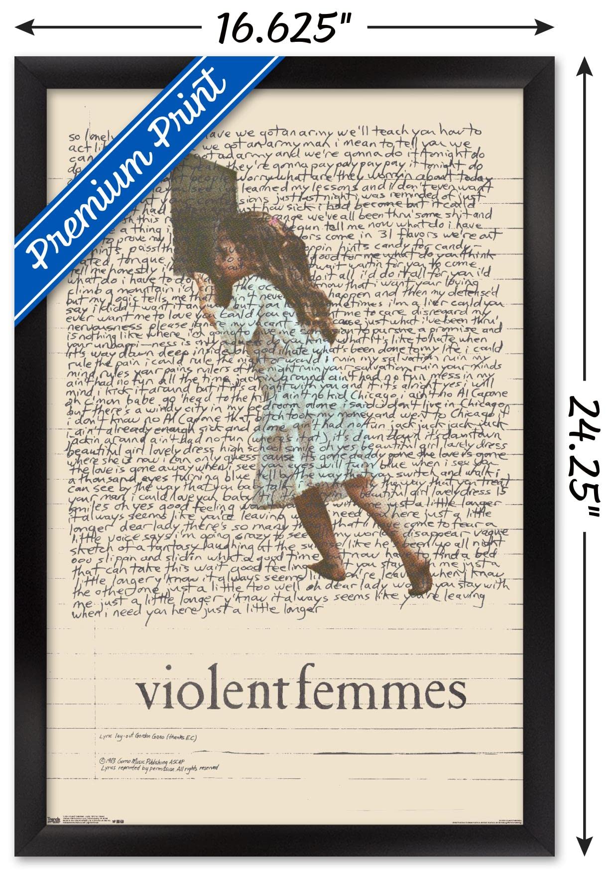 Trends International Violent Femmes - Lyric Girl Tea Towel Wall Poster, 14.725'' X 22.375'', Black Framed Version