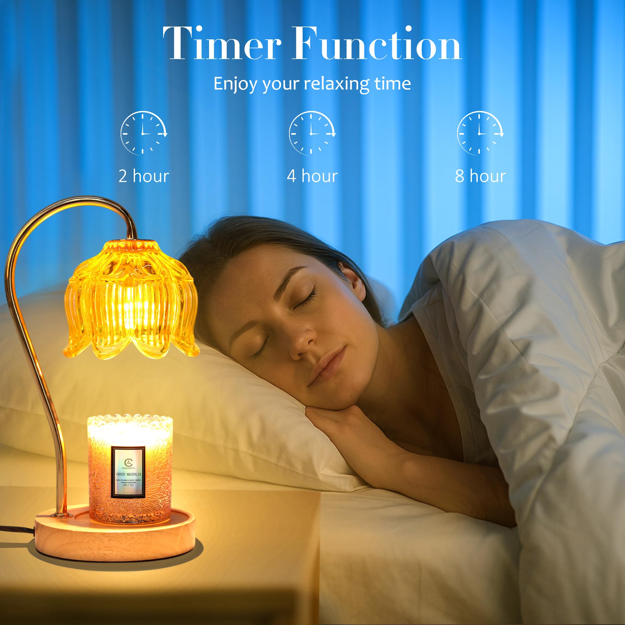 Merrtody Dimmable Flower Candle Warmer Lamp with Timer - Compatible with Various Candles - Christmas & Mother s Day Gift for Wo