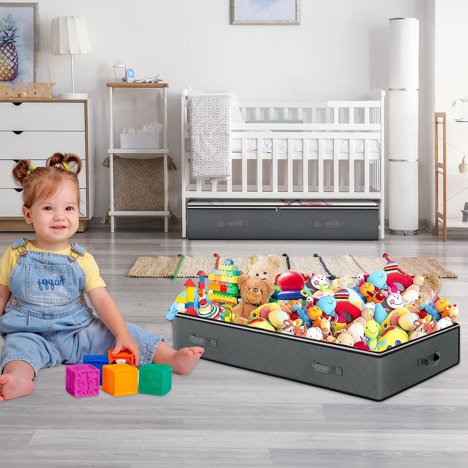 BiCINE Under Bed Storage Containers, 90L Collapsible Closet Organizers and Storage Bins, Underbed Storage Bags for Wrapping Pape