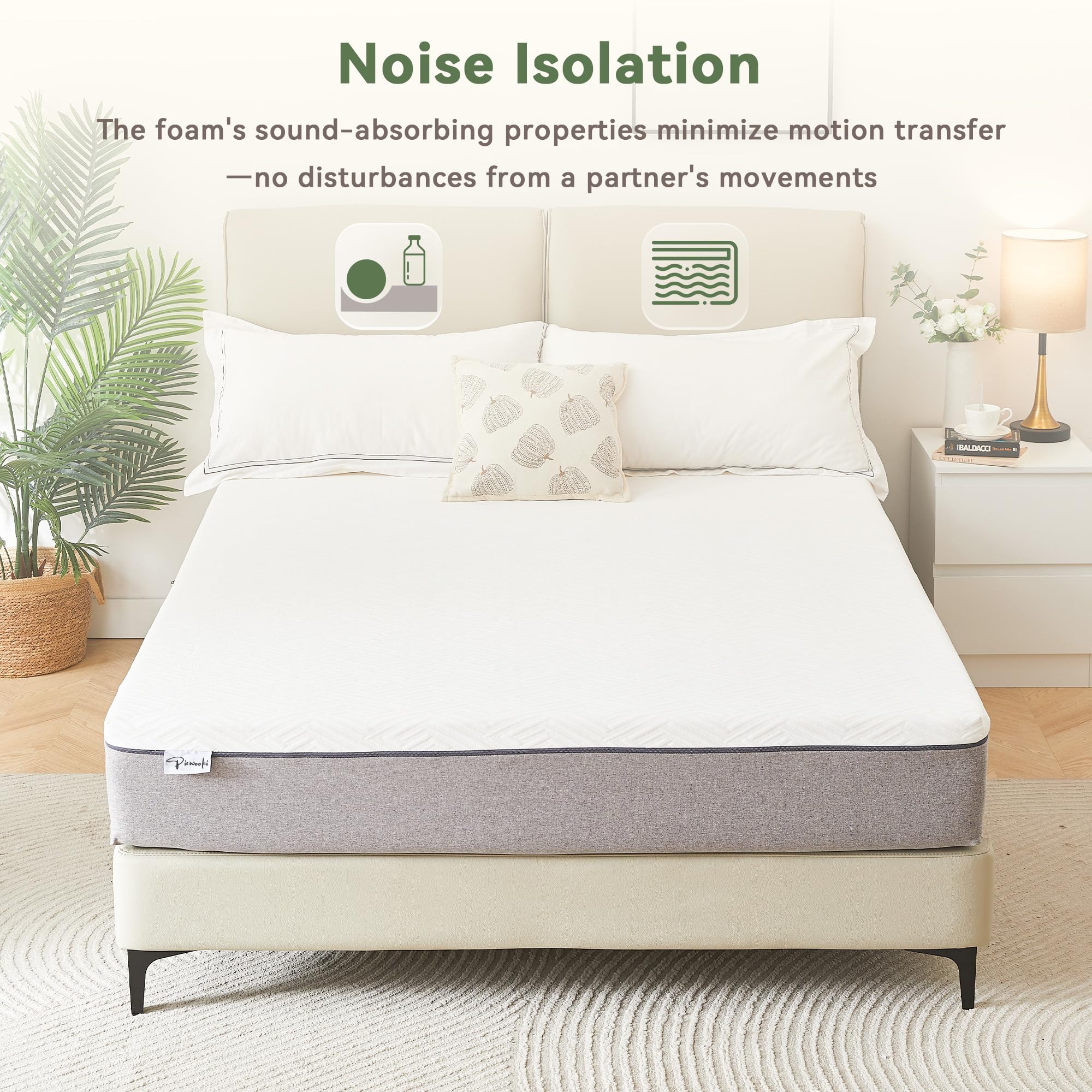 PicWooki Queen Mattress, 6 Inch Memory Foam Mattress Queen Size Mattresses in a Box with Washable Removable Cover, Soft and Comf