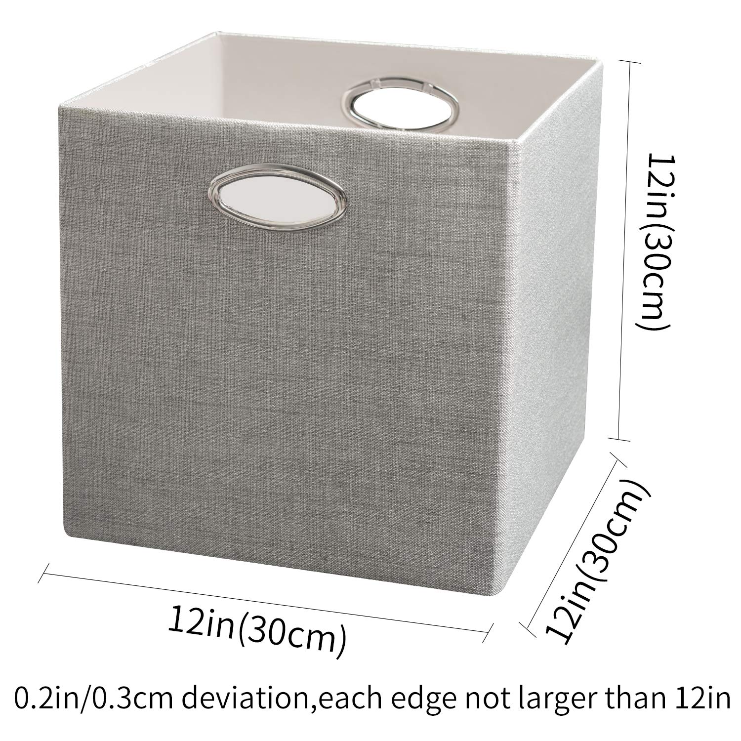 Posprica Storage Cubes, 12  12 Collapsible Storage Basket Bins,Heavy Duty Fabric Containers, 4Pcs, Sliver Grey