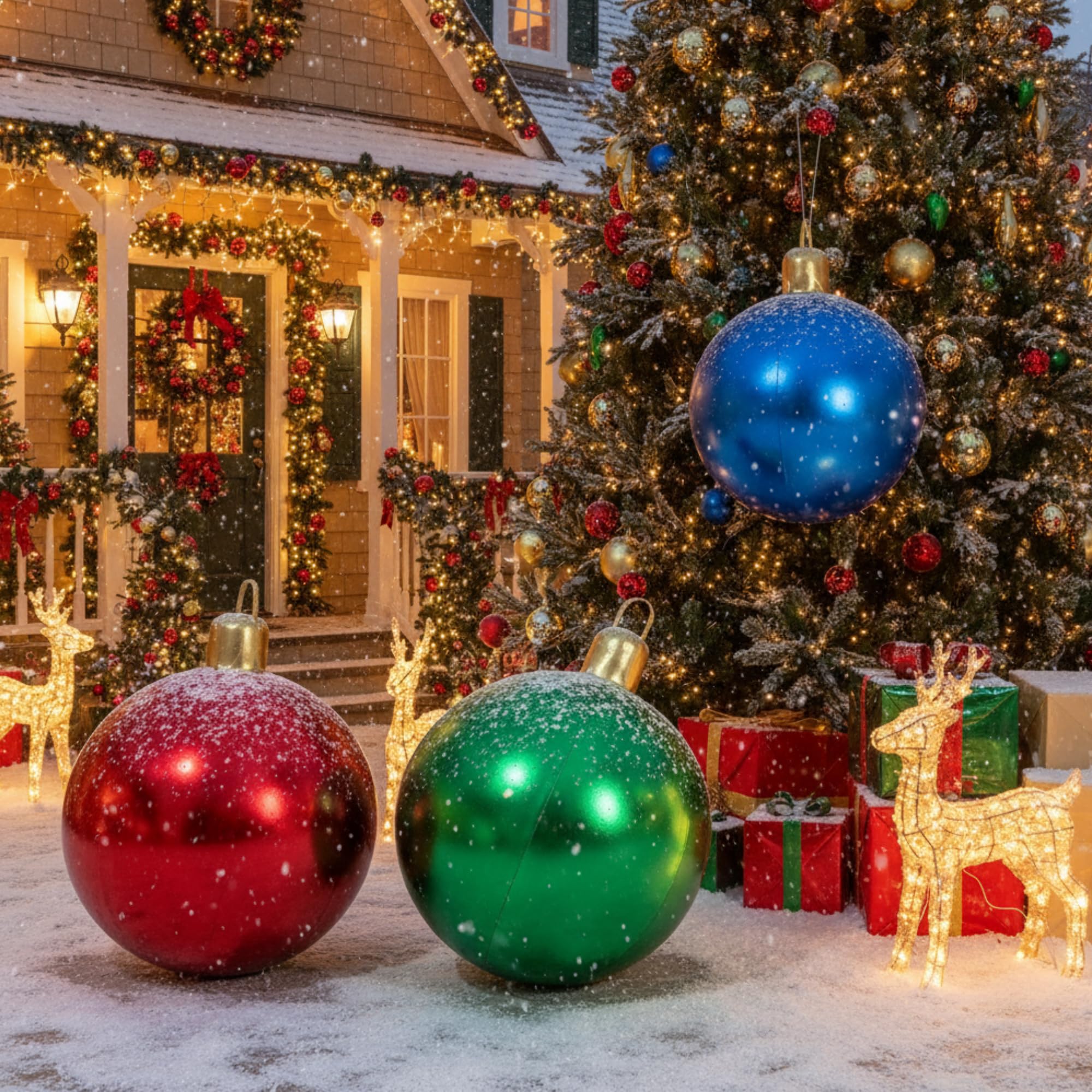 Jetec 3 Pcs 17  Christmas Inflatable Ball Ornament with Glitter Cloth Cover, Large PVC Xmas Blow Up Ornaments Holiday Blow Ball