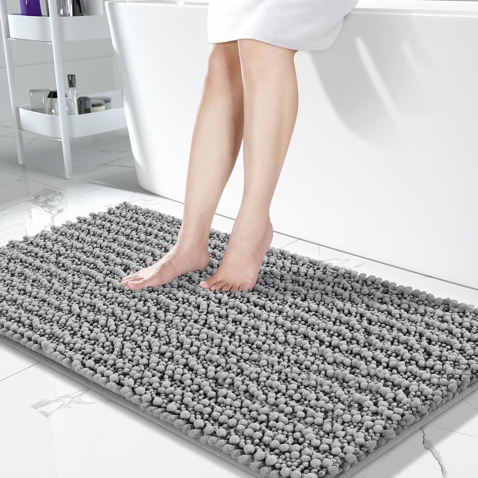 Yimobra Original Luxury Shaggy Bath Mat, Runer Rugs 44.1 X 24 Inches, Super Absorbent Water, Non-Slip, Machine-Washable, Soft An