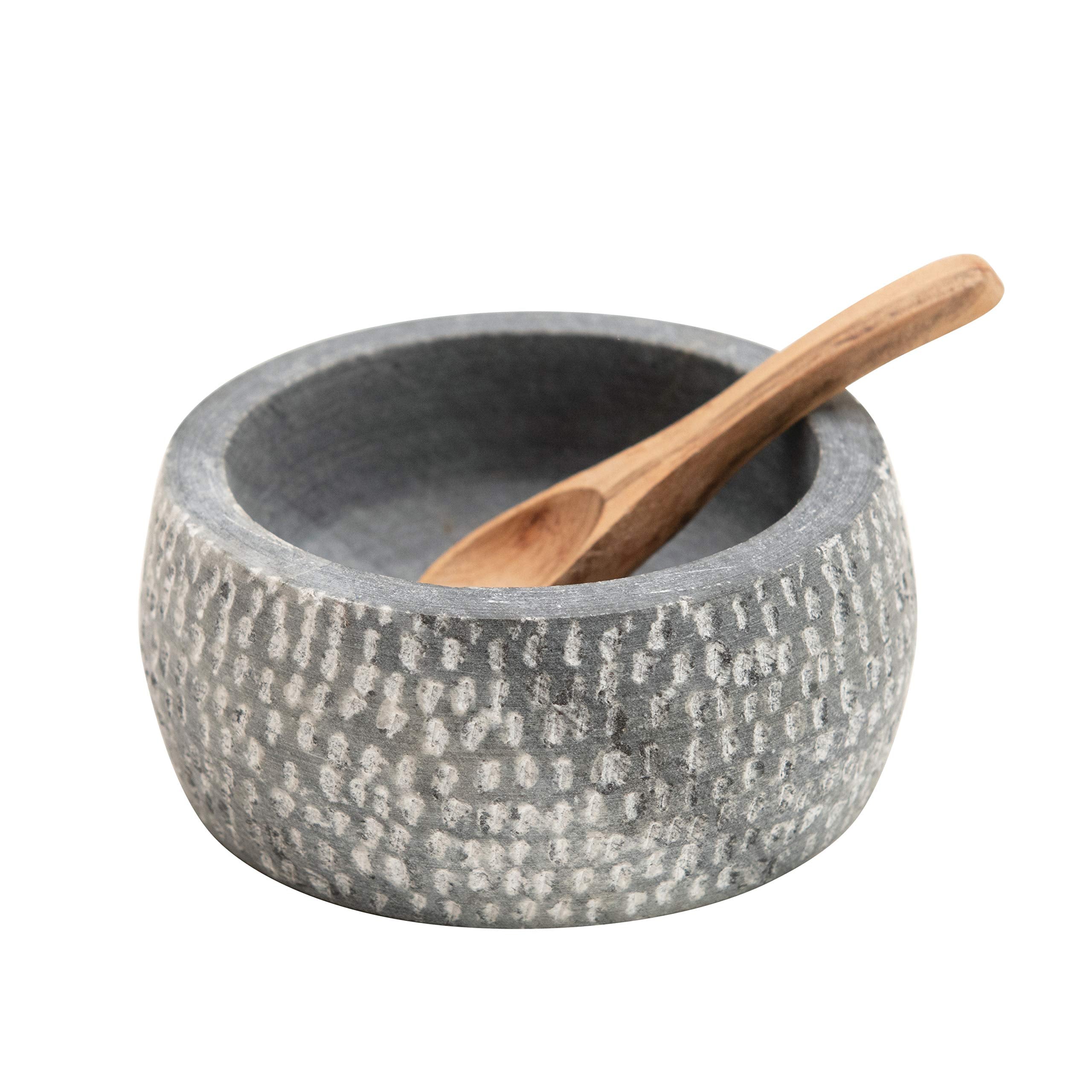 Creative Co-Op Granite Bowl With Carved Wood Spoon (Set Of 2)