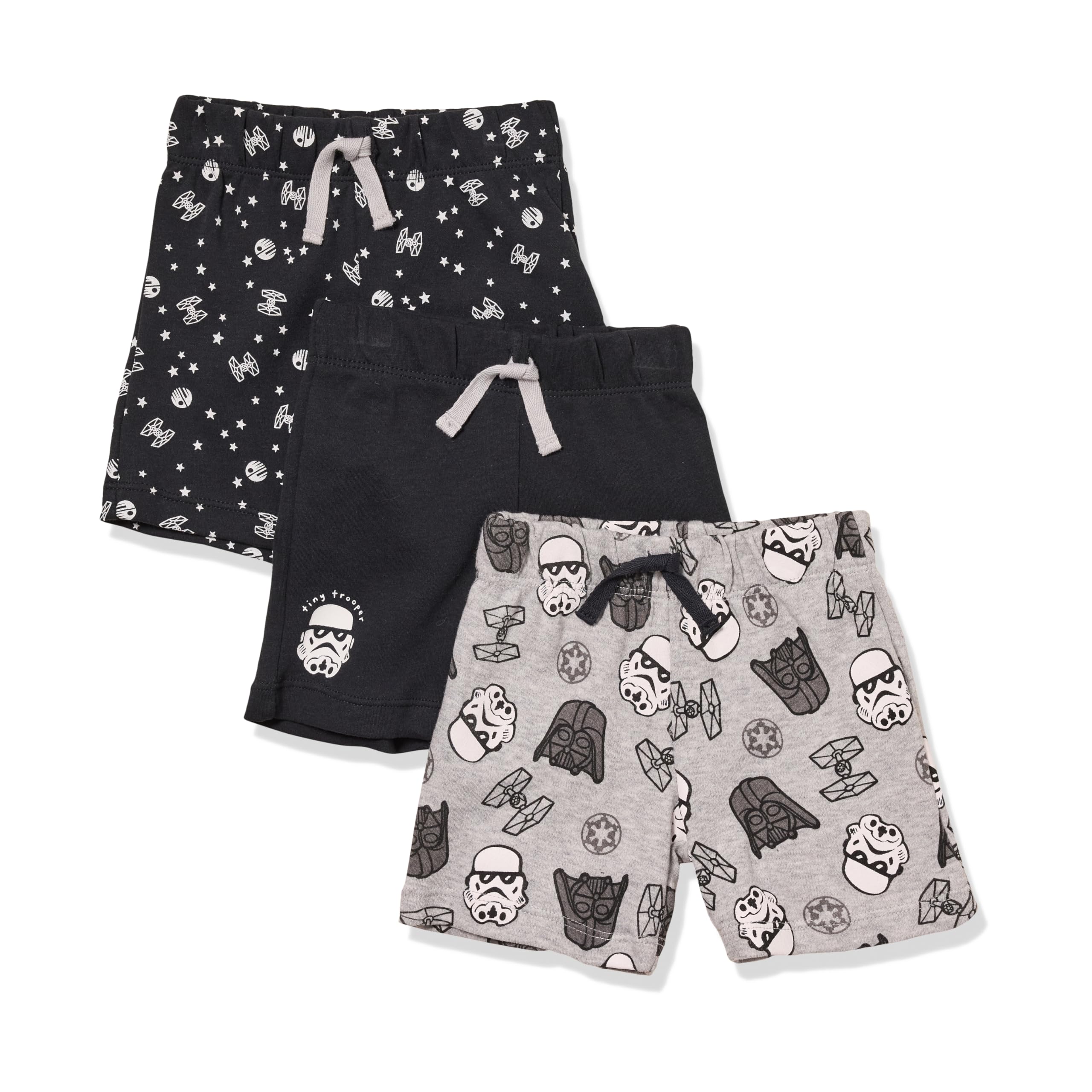 Amazon Essentials Disney  Marvel  Star Wars Baby Boys Shorts, Pack Of 3, Star Wars Tiny Trooper, Preemie