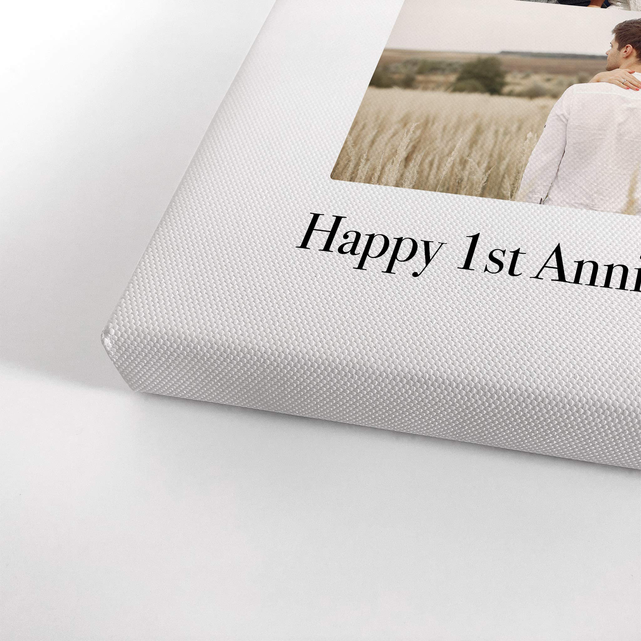 Smile Art Design Custom Photo Print Canvas Print with Your Photos Personalized Photo Upload 3 Images Collage Picture Happy 1st Anniversary Personalized Gifts for Couples Wife Husband - 17x11 inches