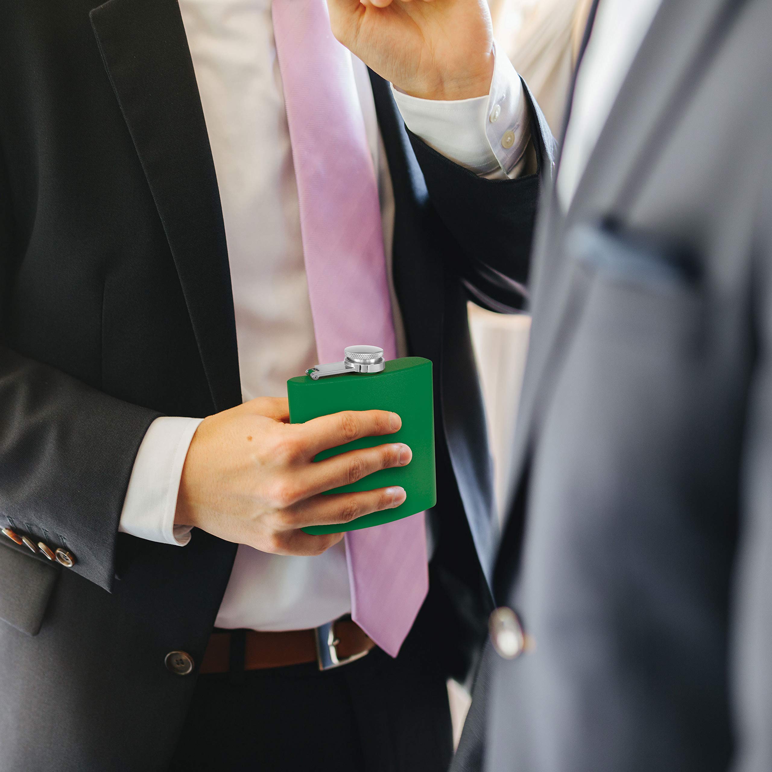 Clear Water Home Goods - 6 Oz Powder Coated Stainless Steel Hip Flask - Wedding Party - Groomsman - Bridesmaid (Matte Green, 1)