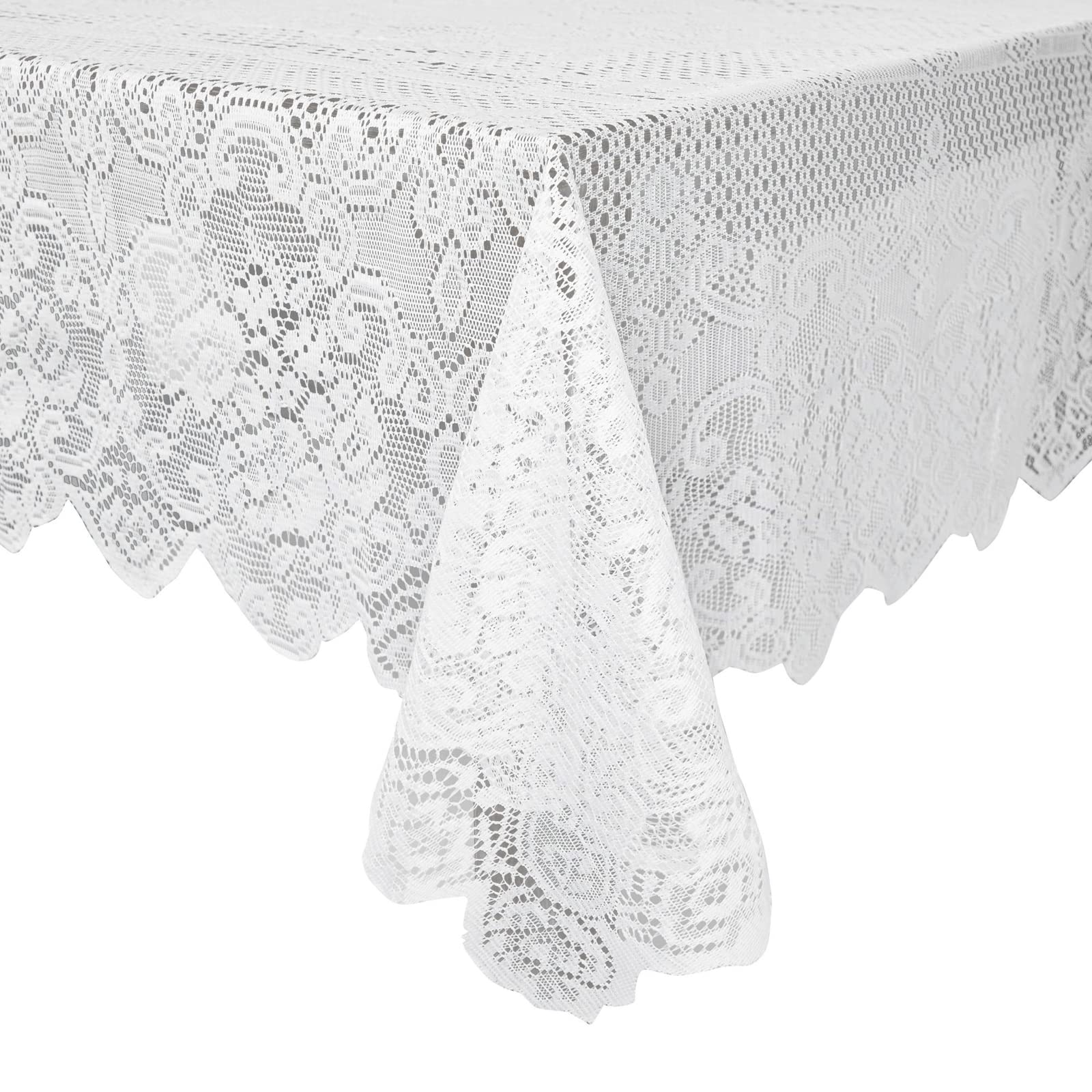 Juvale White Lace Tablecloth For Rectangular Tables, Vintage-Style Wedding Table Cloths For Reception, Dinner Party, Baby Shower