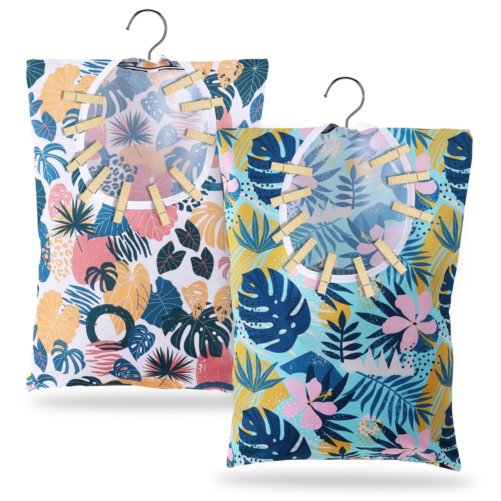 2 Pcs Leaves Style Clothes Pin Bag Clothespin Bag Holder Clothespin Holder 15 X 11 Inch Clothes Pin Hanging Bag Clothespin Bag F