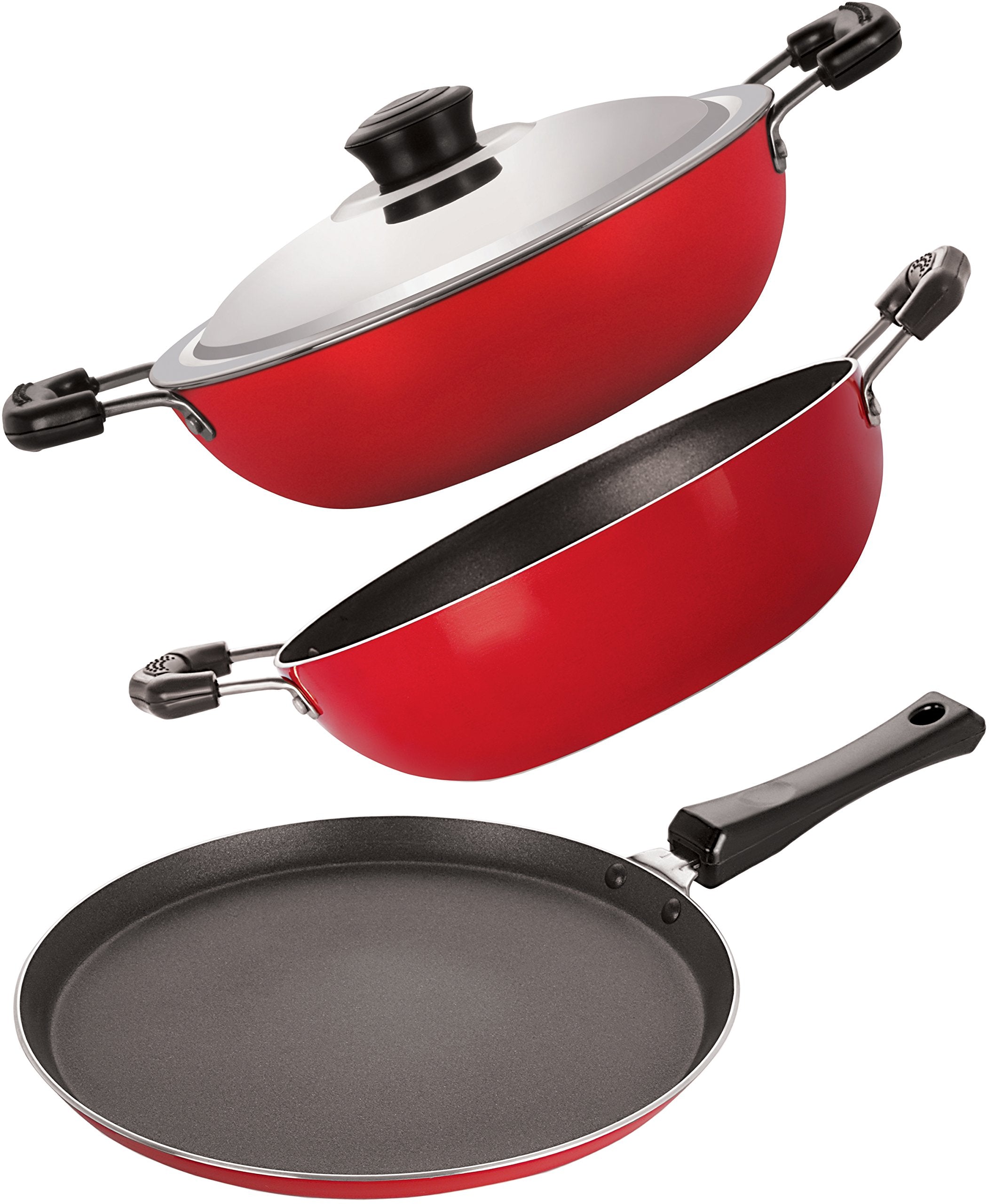 Nirlon NonStick Aluminium Gas Compatible Heat Resistance Kitchen Essential Combo Gift Set Offer, Bakelite Handle