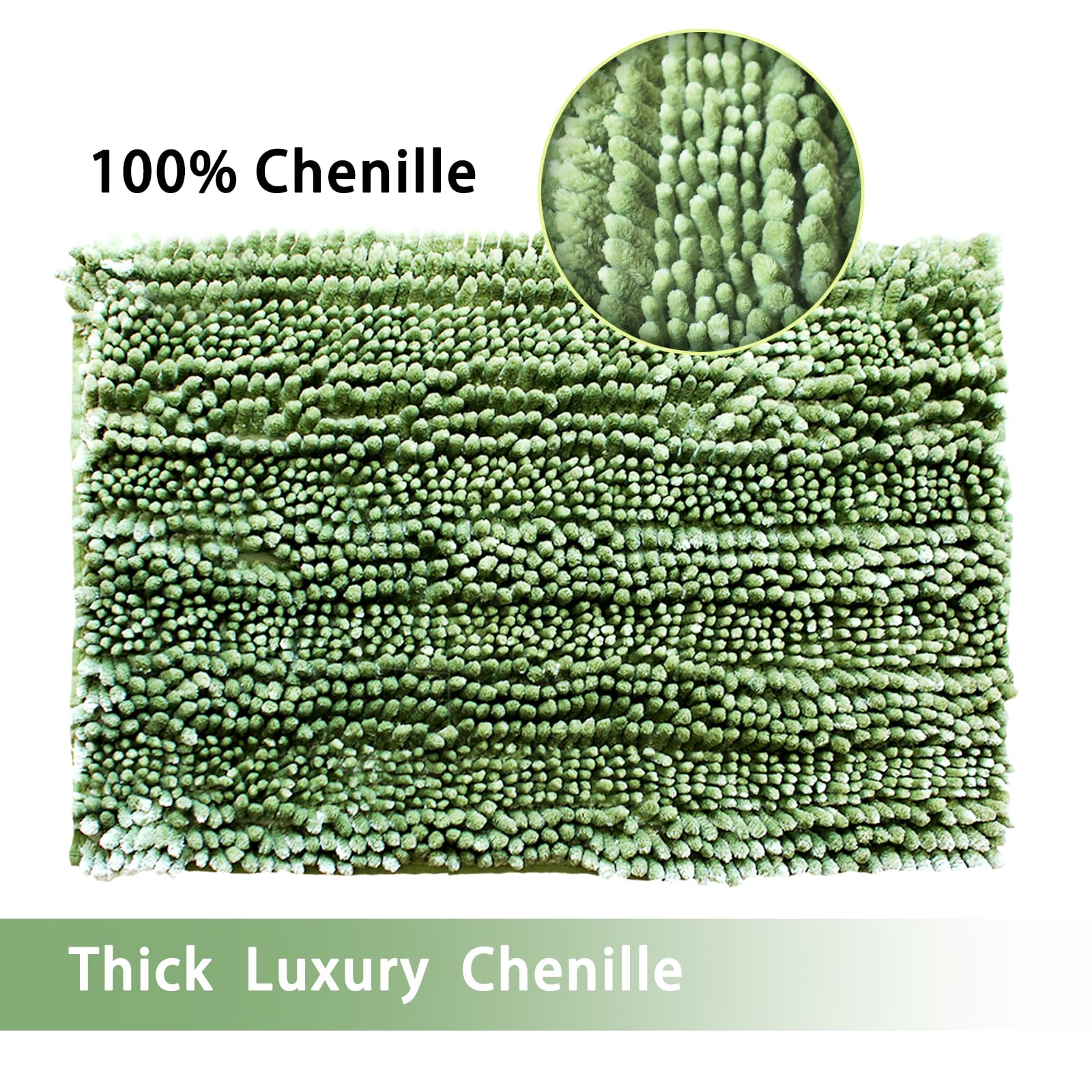 Civkor Green Bathroom Rug Set Bath Mat 31x20 Plus 24x16 Inch  Sage Bath Mats for Bathroom Non Slip Washable Bath Rugs 2 Piece for Shower  Quick Dry and Machine Washable