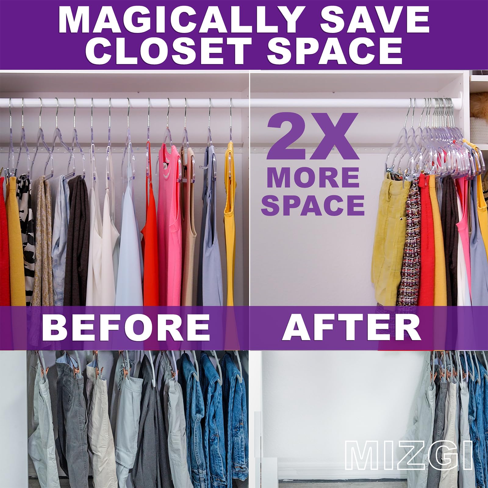 Premium Clear Invisible Acrylic Hangers,Crystal Plastic Hangers,Clear Hangers 50 Pack Ultra Slim & Space Saving Suit Hangers For