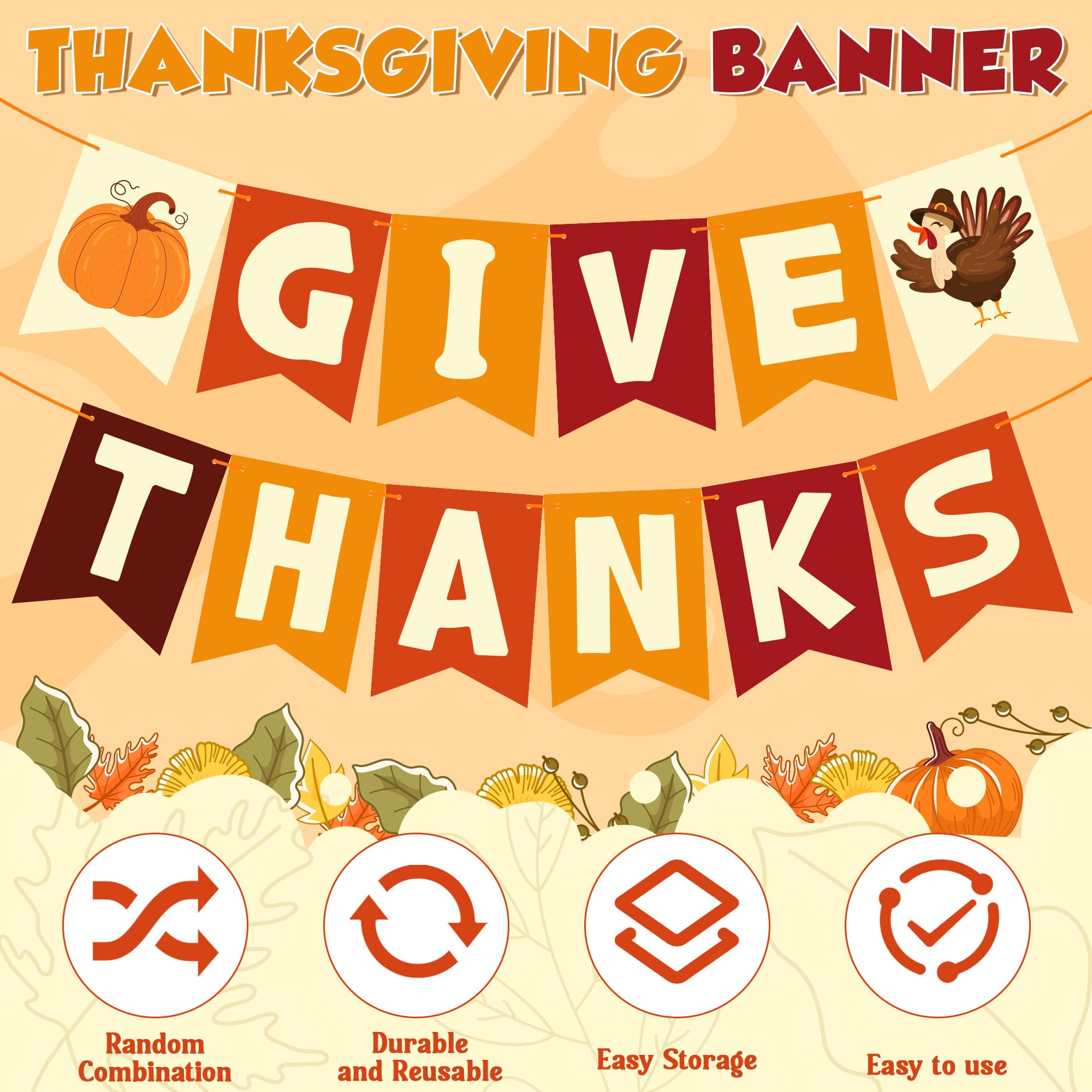 Ohome Thanksgiving Decorations - Thanksgiving Banner | Friendsgiving Party Decorations For Indoor Outdoor Outside - Thanksgiving