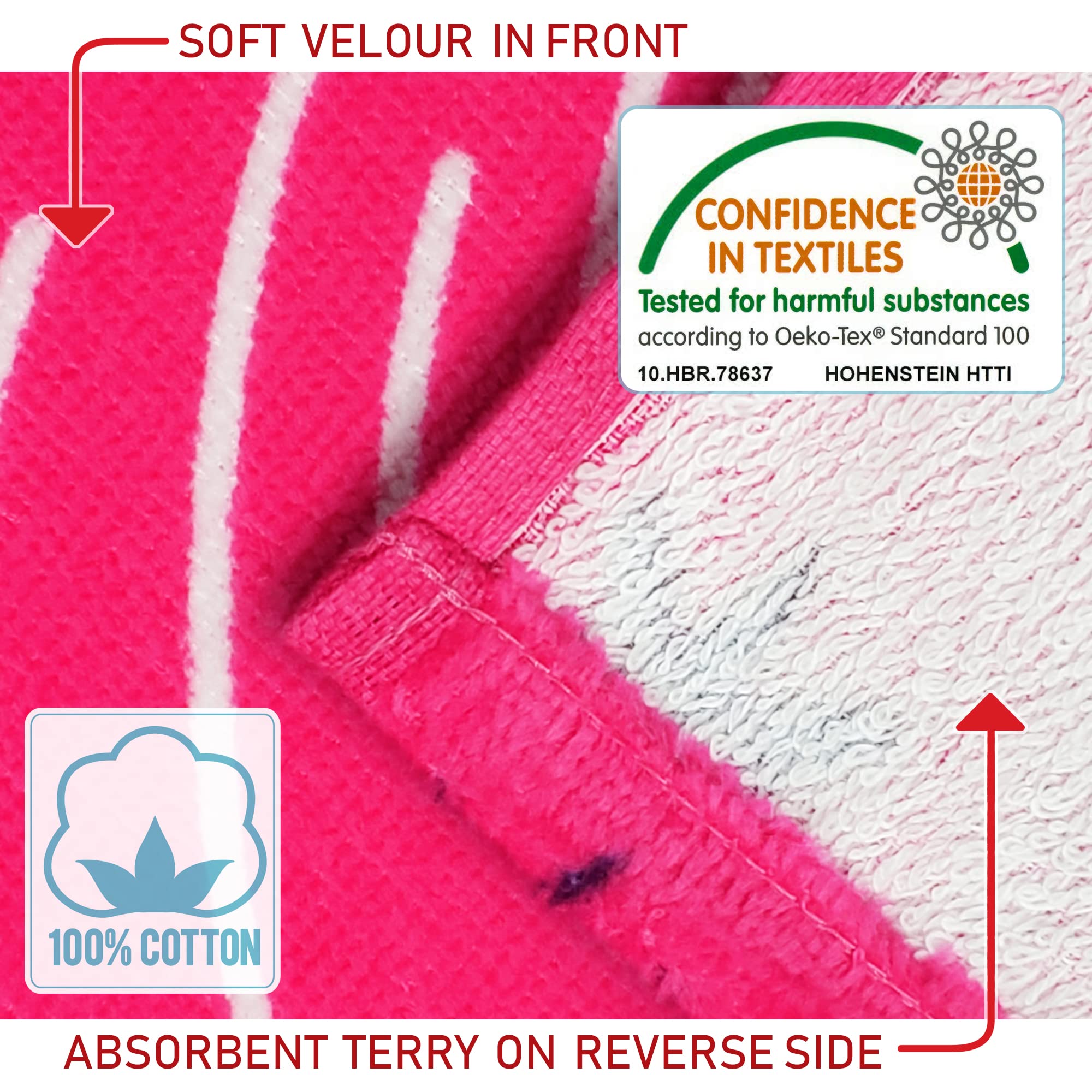 Softerry Love Unicorn Beach Towel Pink Fantasy Rainbow 30 X 60 Inches 100% Cotton Velour (30'' X 60'', Pink)