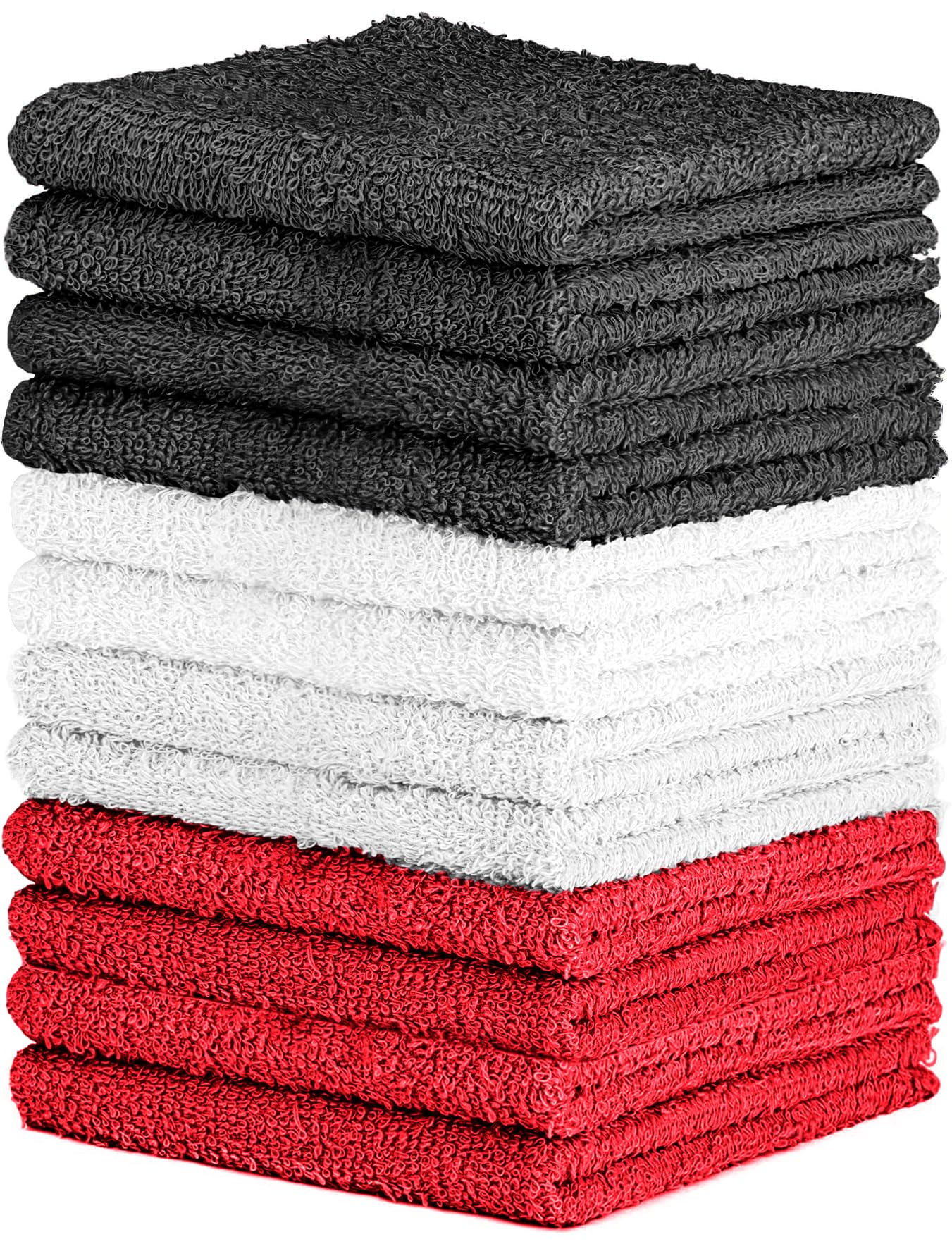 Quba Linen 100% Cotton - Wash Cloth Set - Pack Of 24, Flannel Face Cloths, Highly Absorbent And Soft Feel Fingertip Towels (Dark