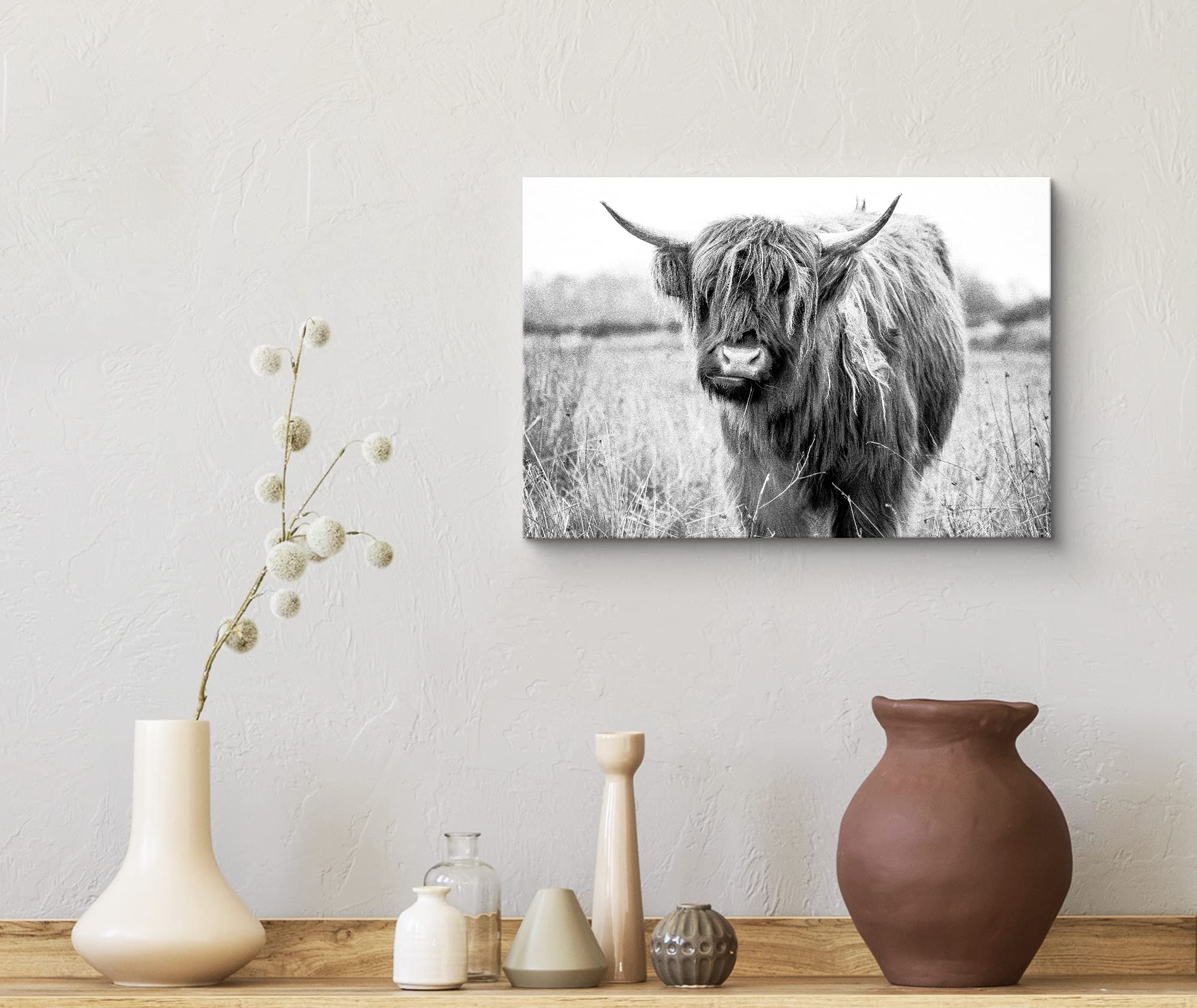 Wall26 Canvas Print Wall Art Black & White Shaggy Ox Portrait Animals Wilderness Photography Realism Rustic Scenic Relax/Calm Mu