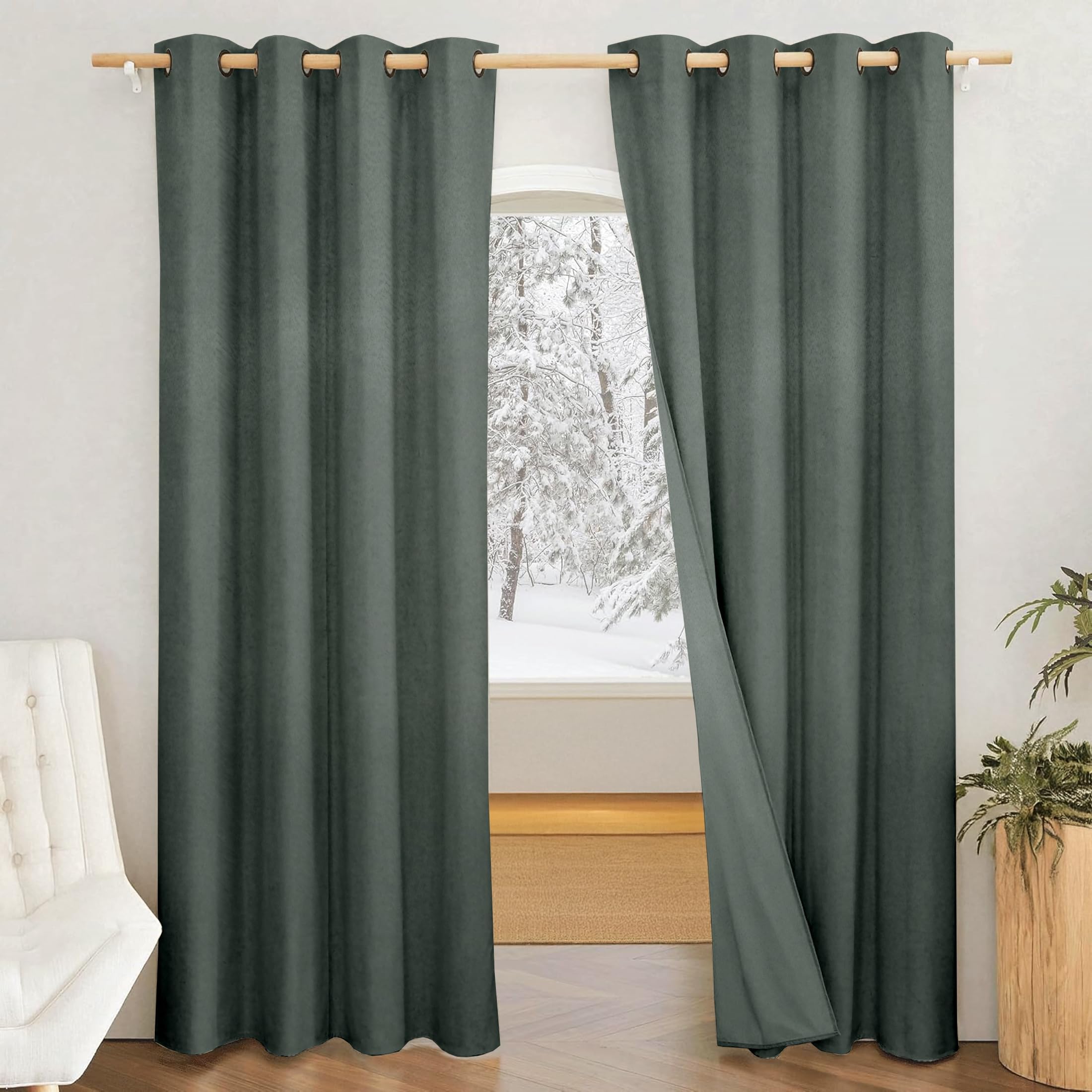 Amazon Brand - Solimo Polyester 100% Blackout Plain Long Door Curtains|100% Room Darkening| 9 Feet |Set Of 2| Plain Design | For