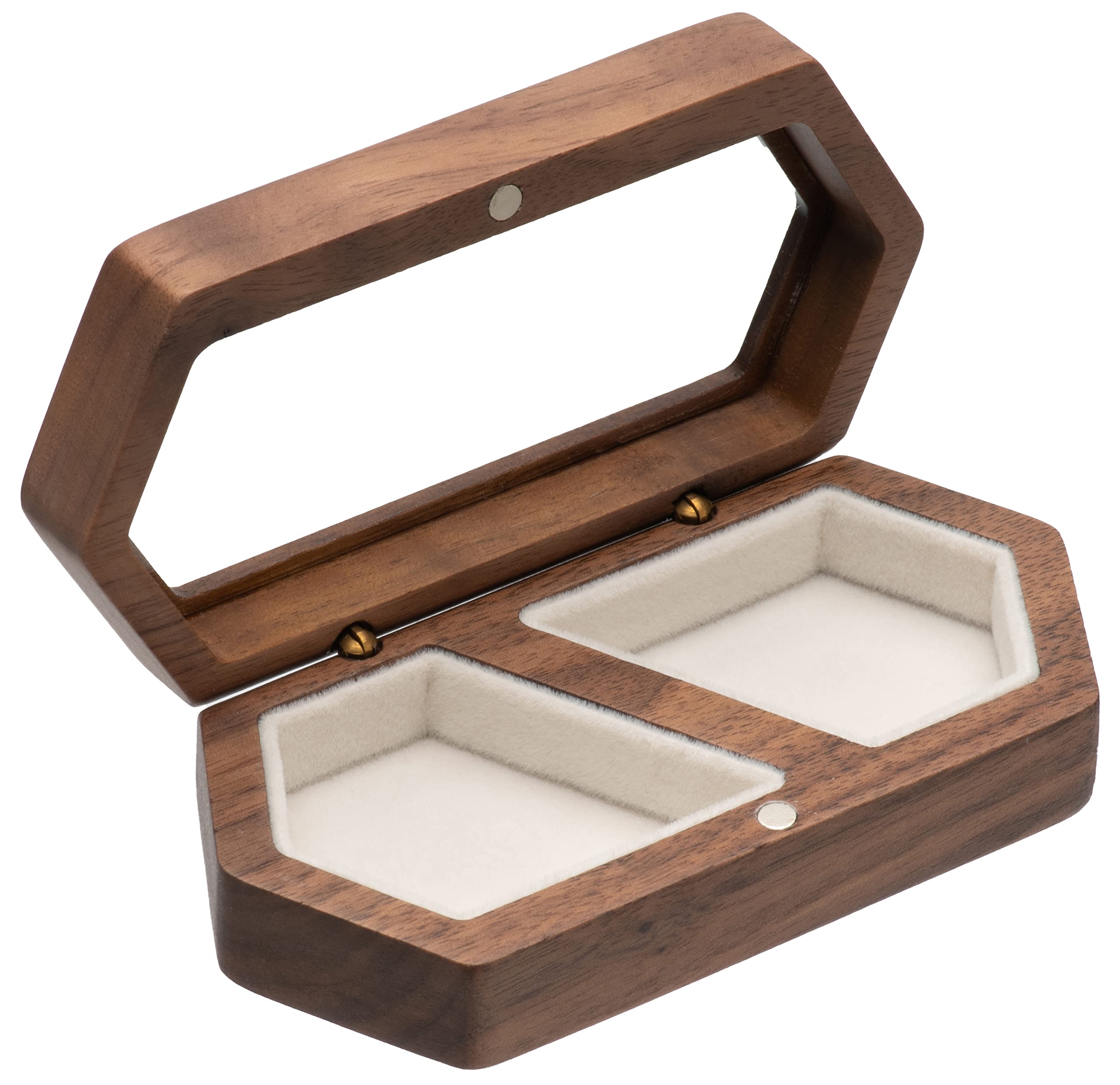 Cosiso Engagement Wooden Ring Box For 2 Rings, Portable Wedding Ring Box For Wedding Ceremony Proposal