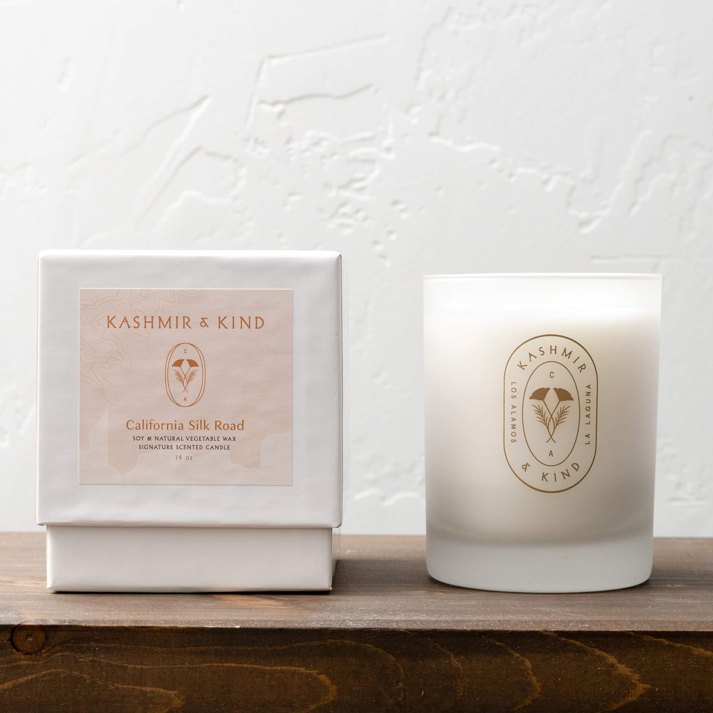 KASHMIR & KIND Luxury All Natural Soy Wax Candle, Signature Scented - California Silk Road, Nontoxic 14 oz Long Lasting Hours
