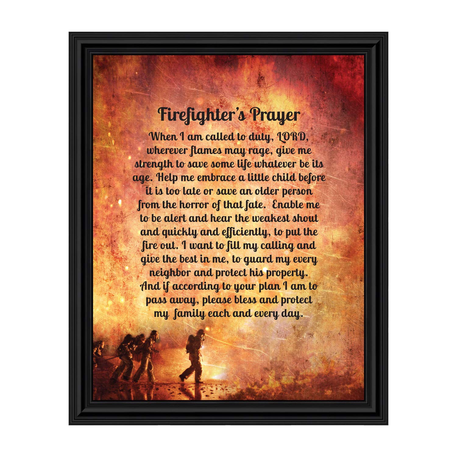 Crossroads Home D  Cor Firemans Prayer Picture Frame, Firefighter Decor, Firefighter Graduation Present, 2104B