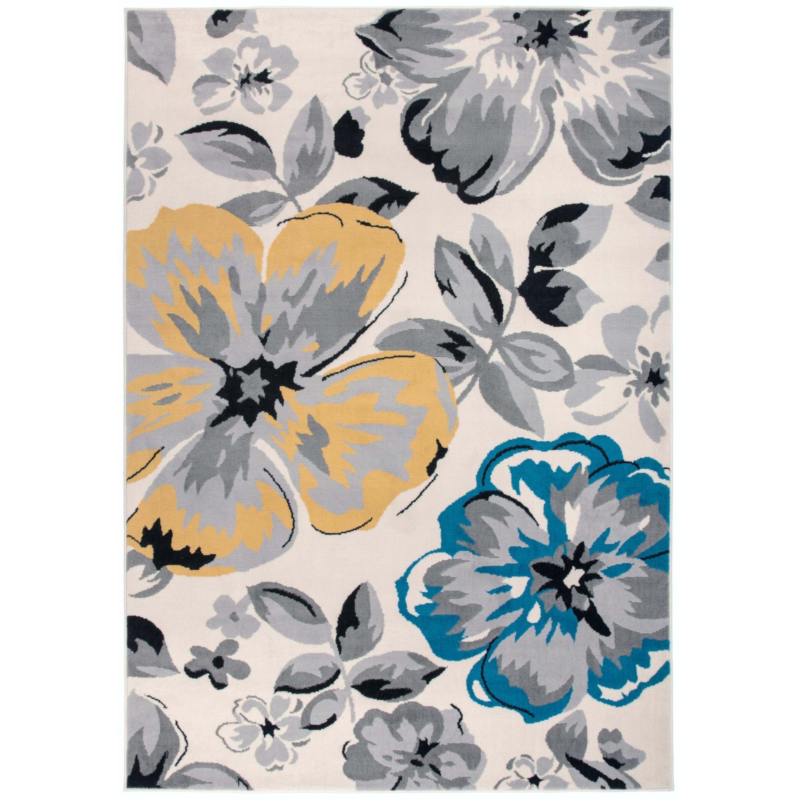 Rugshop Modern Floral Design Area Rug for Living Room,Bedroom,Home Office,Kitchen Non Shedding Rug 2 X 3 Cream