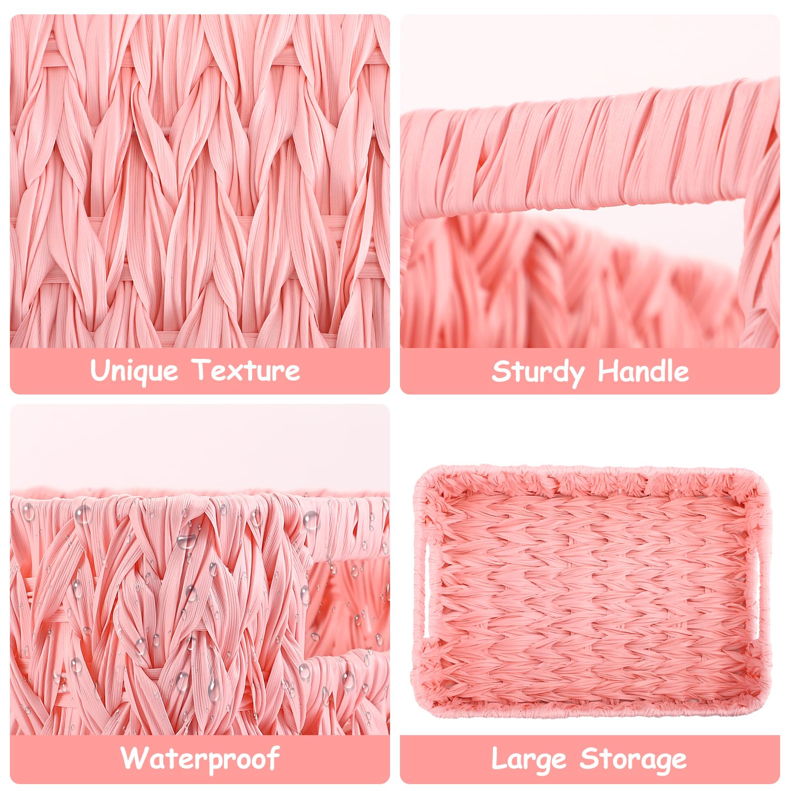Xlhomo Bathroom Wicker Baskets Large For Shelves, Organizing, Waterproof Woven Storage With Handle For Toilet Shelf Baskets, Lau