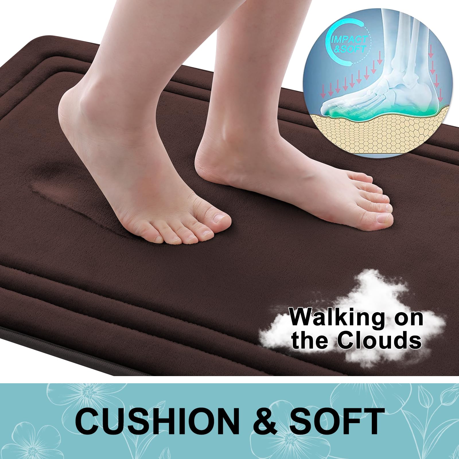 Grandaily Memory Foam Bath Mat Rug 44X24, Ultra Soft, Non-Slip And Absorbent Bathroom Rugs, Machine Wash Dry, Comfortable Bath R