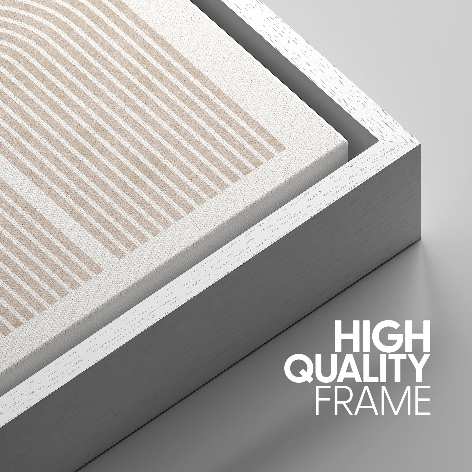 SIGNWIN Framed Canvas Print Wall Art Set Geometric Duotone Tan Spiral Waves Shapes Abstract Illustrations Modern Art Decorative Nordic Calm/Zen for Living Room  Bedroom  Office - 24''x36''x3 White