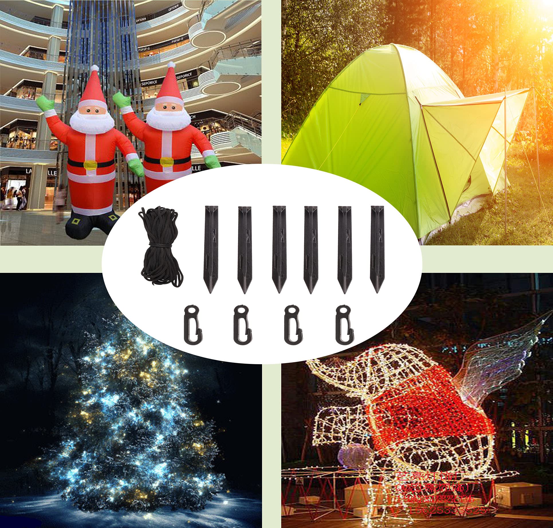 BEISHIDA Holiday Inflatable Replacement Accessories Including Plastic Piles and Tether Hooks Replacement Yard Inflatable Accesso