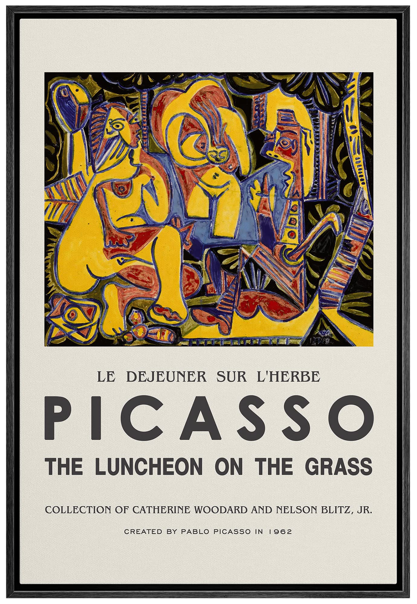 Idea4Wall Framed Canvas Print Wall Art Lunch On The Grass By Pablo Picasso Historic Cultural Illustrations Fine Art Traditional