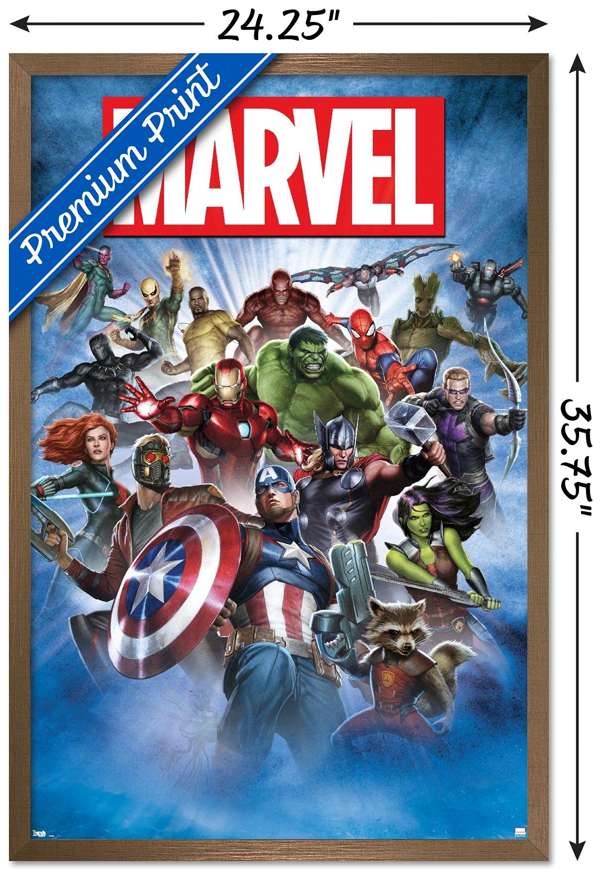 Trends International Marvel Comics - Group Shot Wall Poster, 22.375'' X 34'', Bronze Framed Version